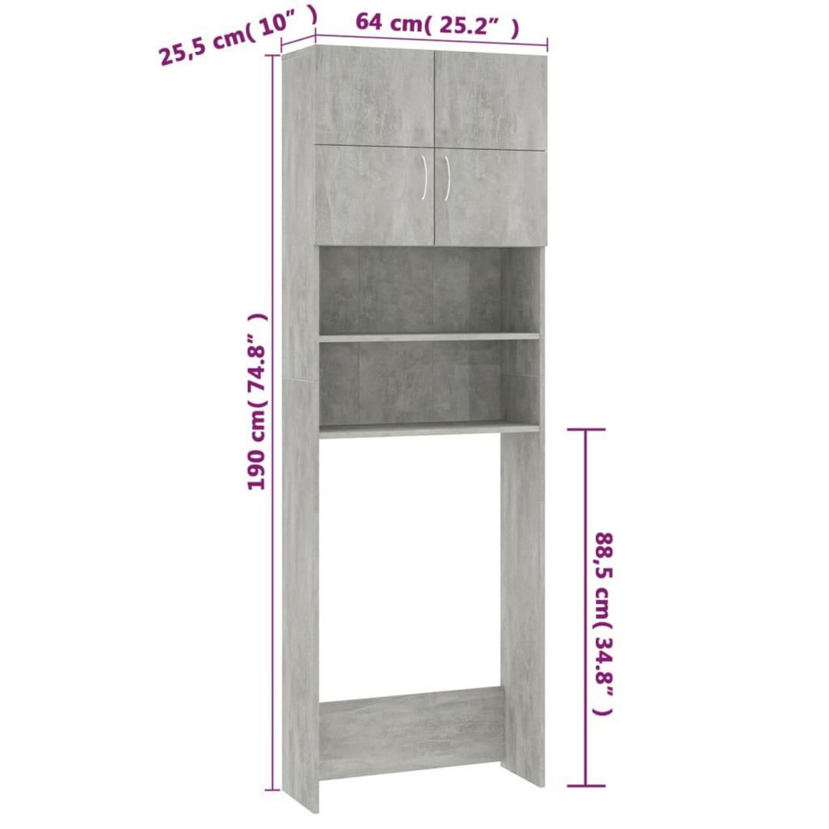VIDAXL Meuble de machine a laver Gris beton Bois d'ingenierie