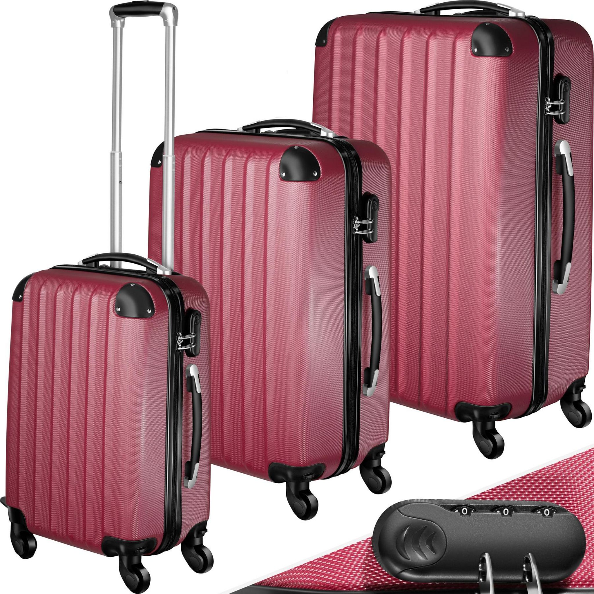 tectake Set de 3 Valises Trolley Rigides - ABS