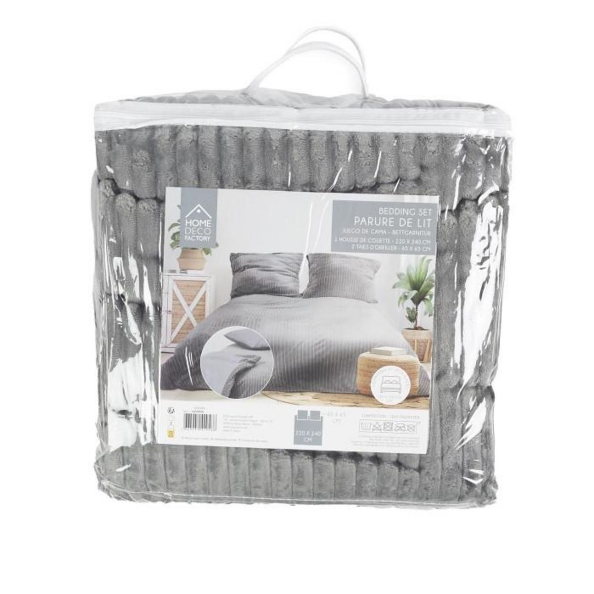 Paris Prix Parure de Lit 3 Pièces  Douceur  240x220cm Gris