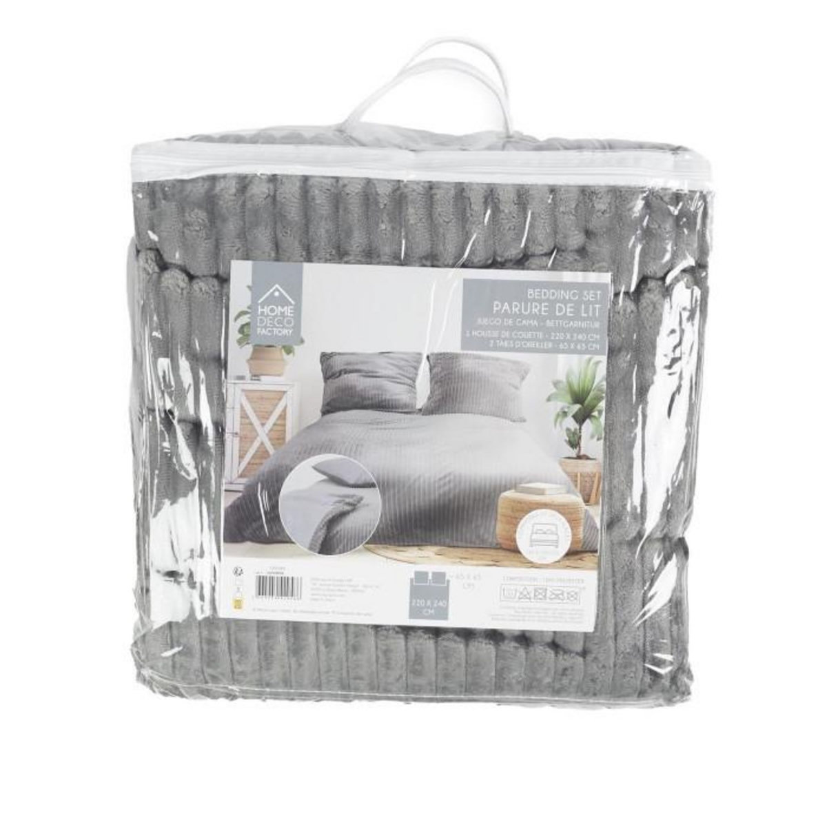 Paris Prix Parure de Lit 3 Pièces  Douceur  240x220cm Gris