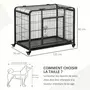 PAWHUT Cage pour chien pliable cage de transport sur roulettes 2 portes verrouillables plateau amovible dim. 125L x 76l x 81H cm métal gris noir
