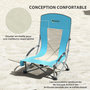 Voir la diapositive 5 : OUTSUNNY Lot de 2 chaises de plage pliantes - chaise de camping compacte légère poids net 2,7 Kg - métal polyester textilène bleu