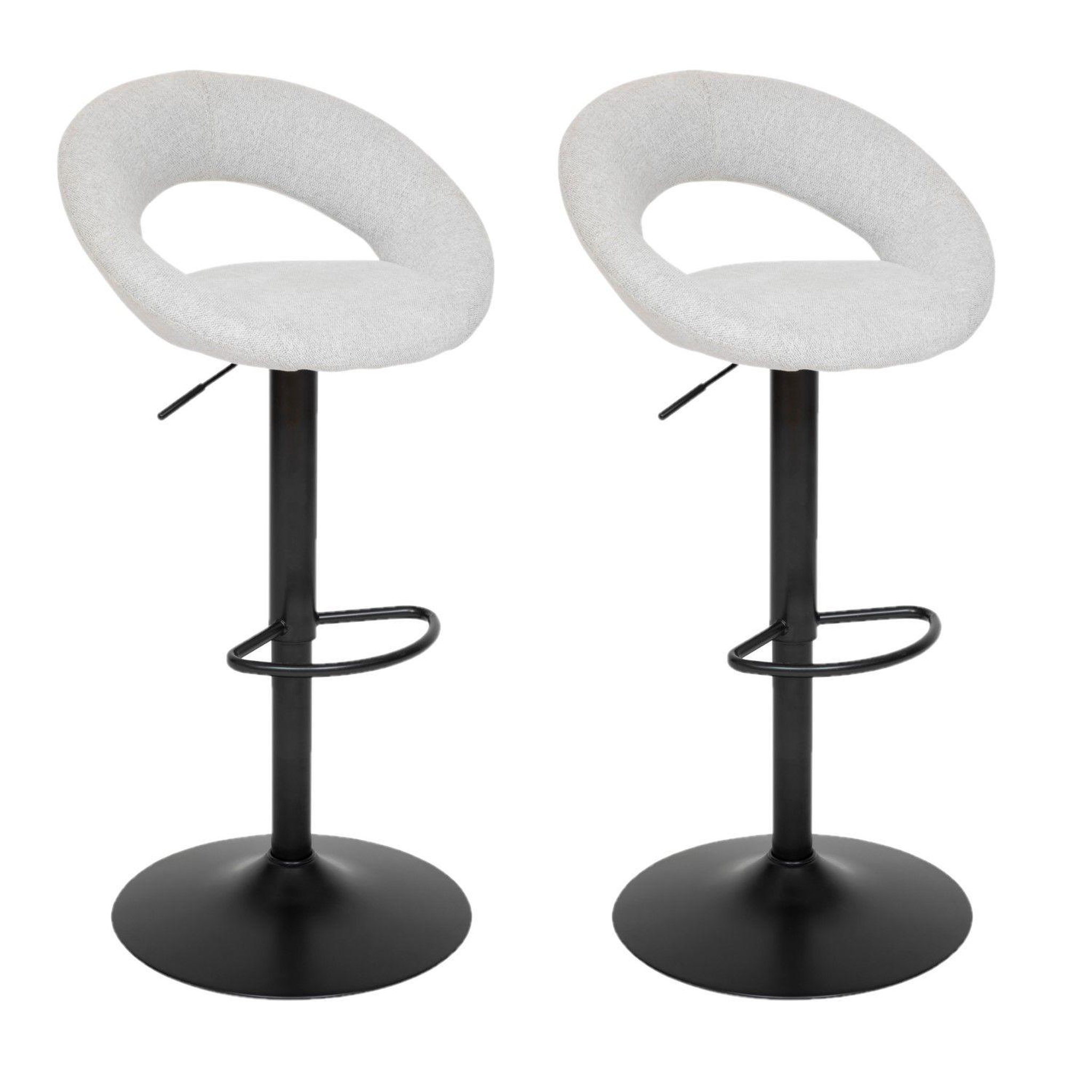 TOILINUX Lot de 2 chaises de bar en tissu SACHA. Coloris disponibles : Gris, Vert