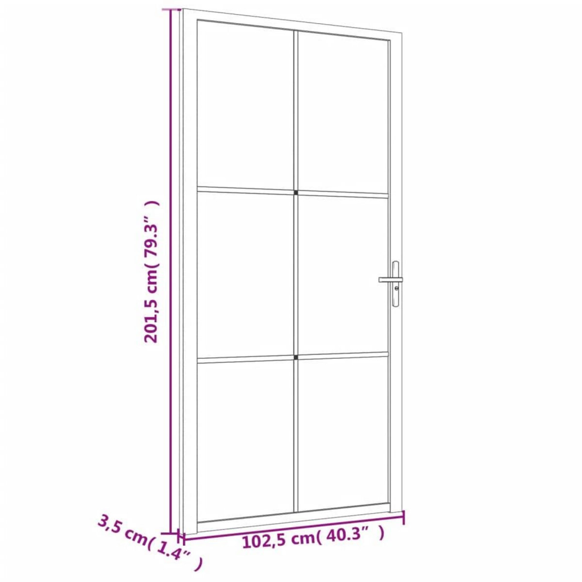 VIDAXL Porte interieure 102,5x201,5 cm Noir Verre ESG et aluminium