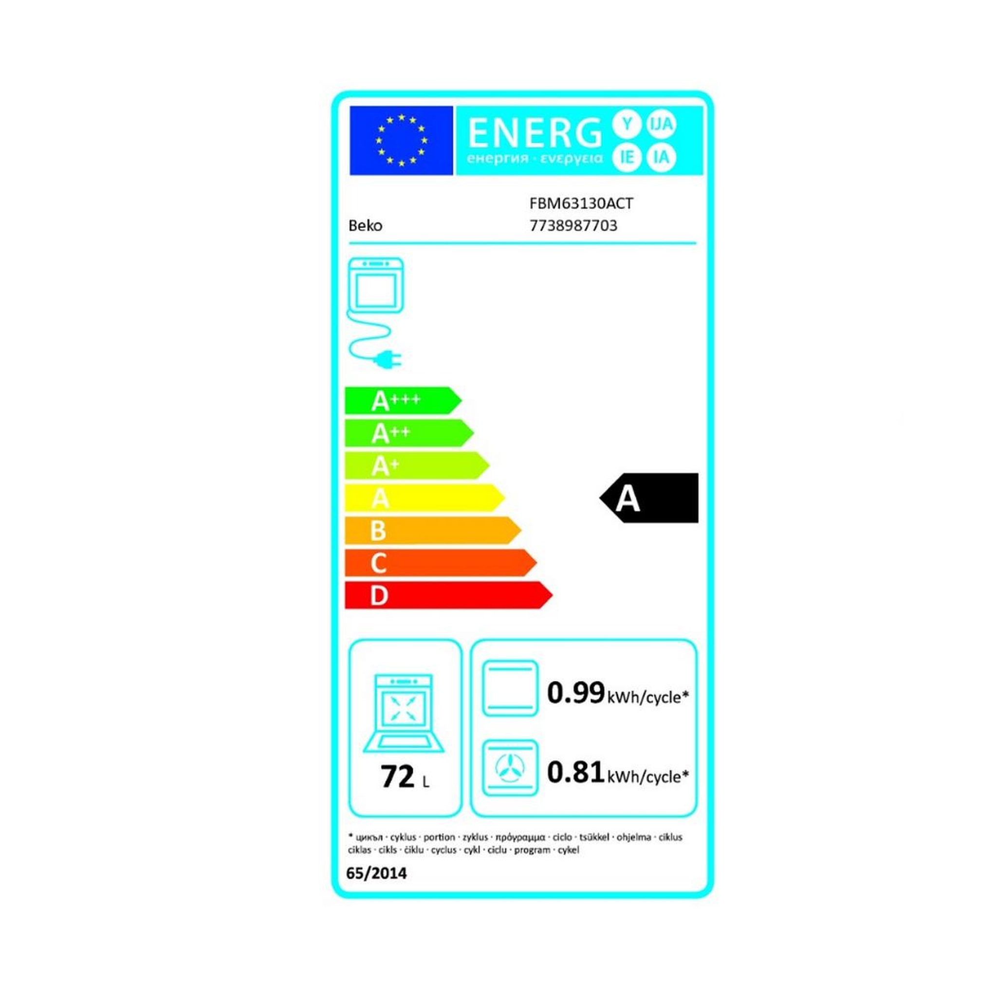 Voir la diapositive 2 : Beko Cuisinière mixte 72l 4 feux anthracite - fbm63130act