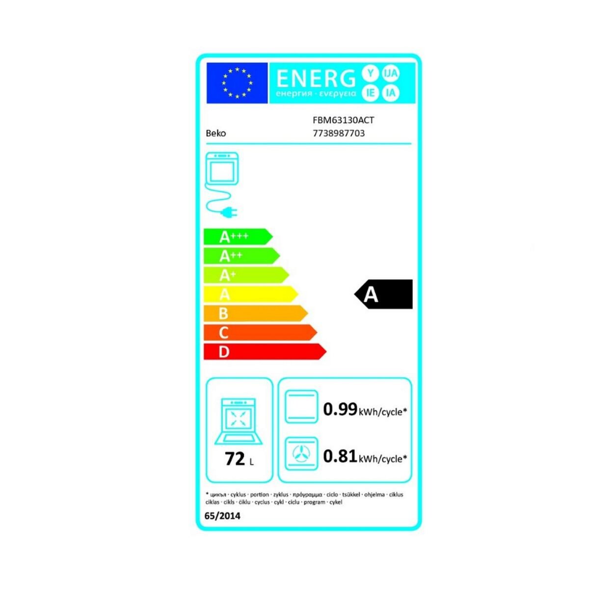 Beko Cuisinière mixte 72l 4 feux anthracite - FBM63130ACT