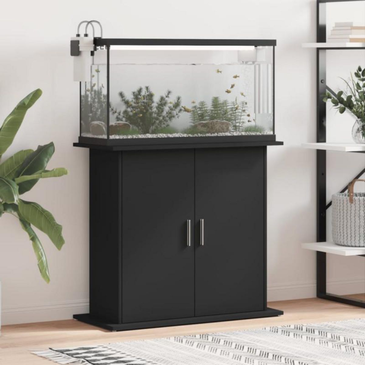 VIDAXL Support pour aquarium noir 81x36x73 cm bois d ingénierie