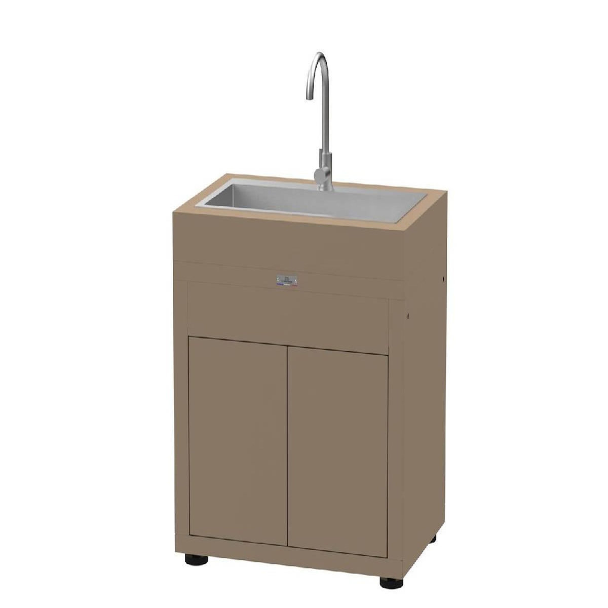 Le marquier Meuble cuisine extérieure avec évier intégré - 80 x 55 cm – taupe – Le Marquier