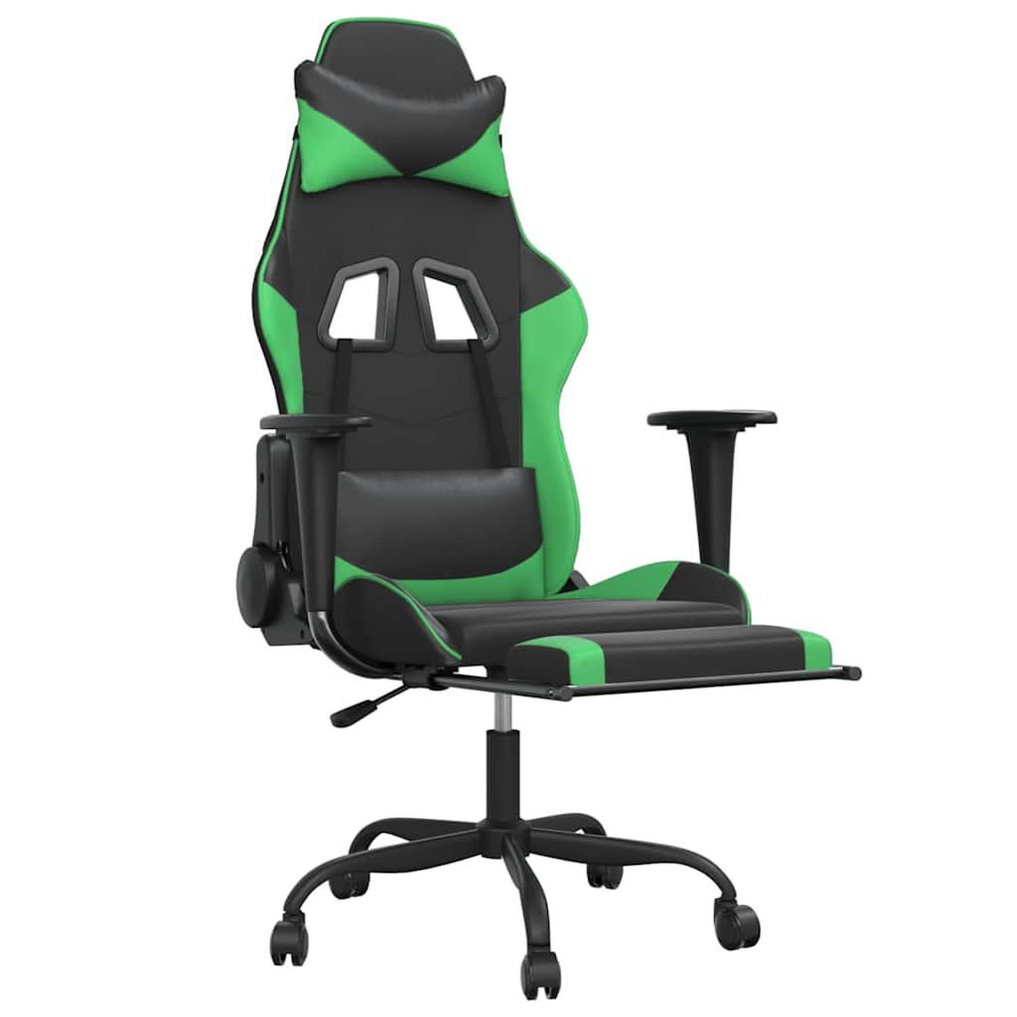 Voir la diapositive 3 : VIDAXL Chaise de jeu de massage et repose-pied Noir et vert Similicuir
