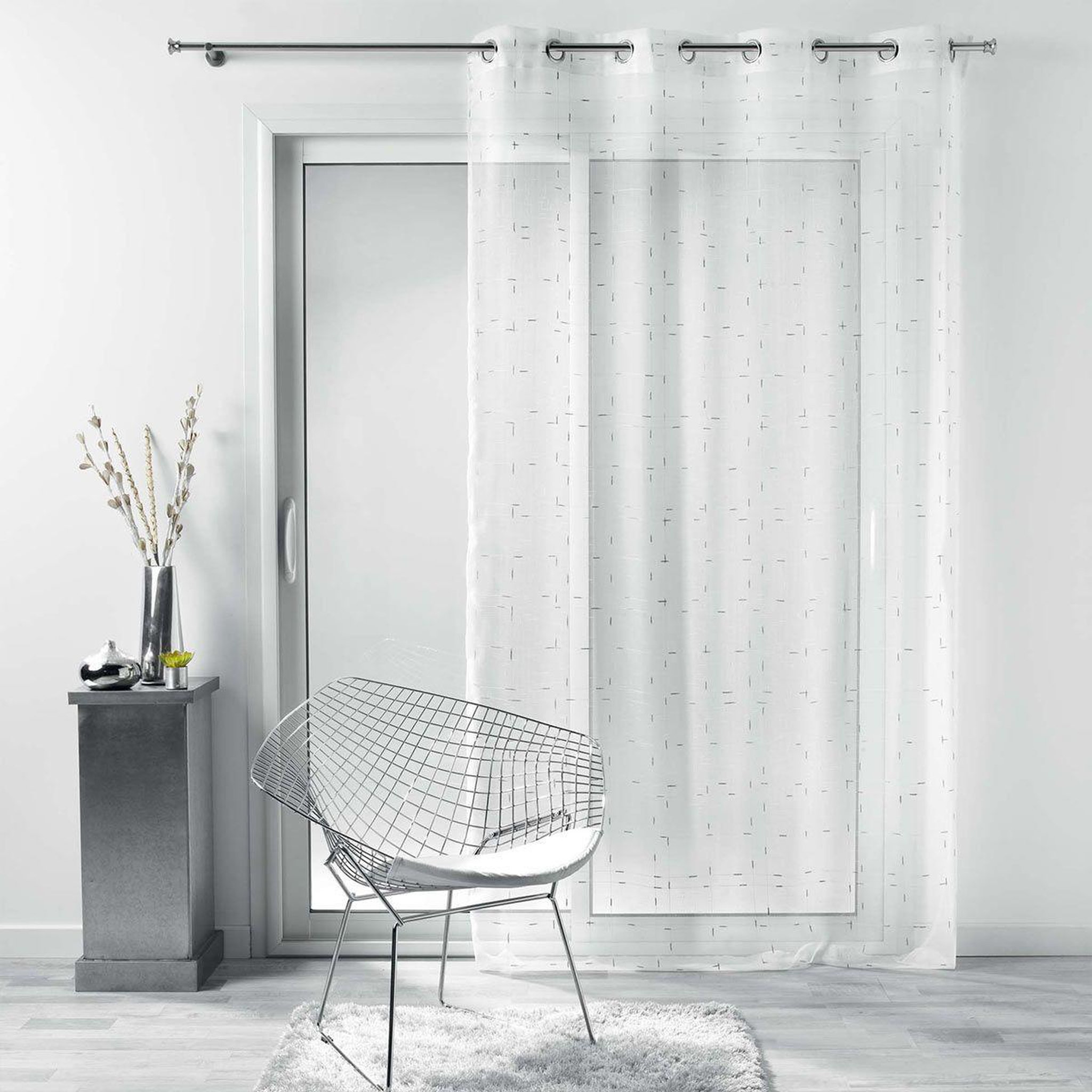 Voir la diapositive 4 : Douceur d'Intérieur Rideau voilage à œillets  dixiea  140x240cm argent