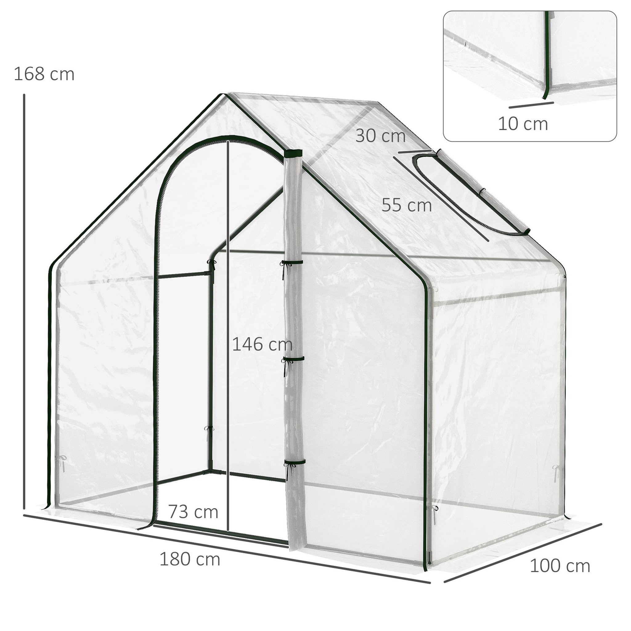 Voir la diapositive 3 : OUTSUNNY Serre de jardin balcon terrasse serre pour tomates 1,8l x 1l x 1,68h m acier pe imperméable transparent