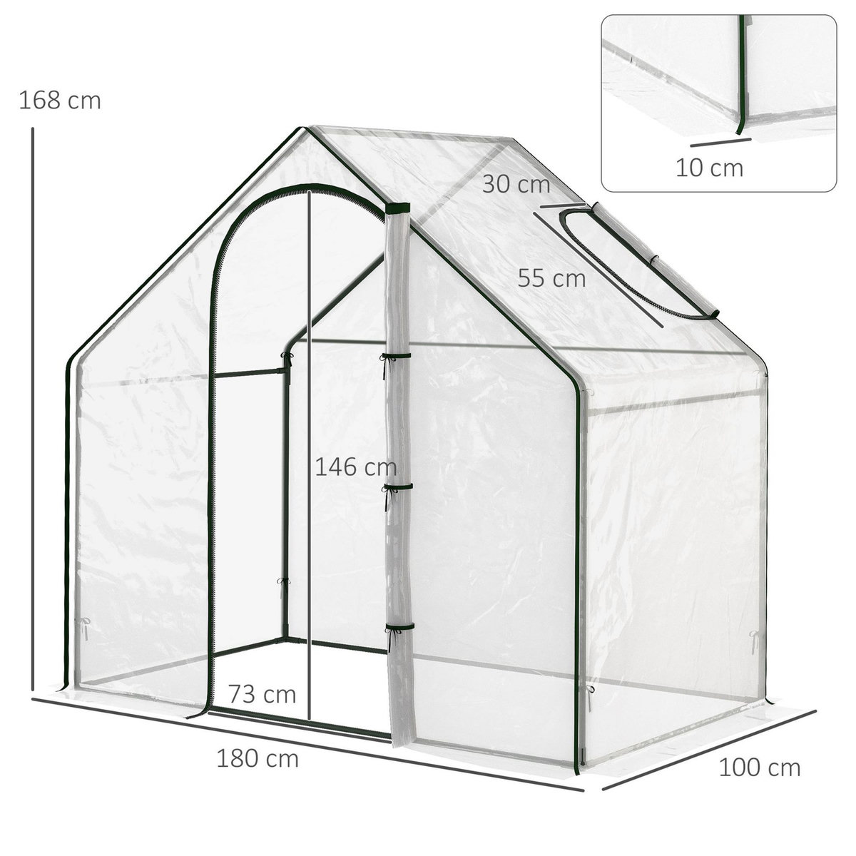 OUTSUNNY Serre de jardin balcon terrasse serre pour tomates 1,8L x 1l x 1,68H m acier PE imperméable transparent