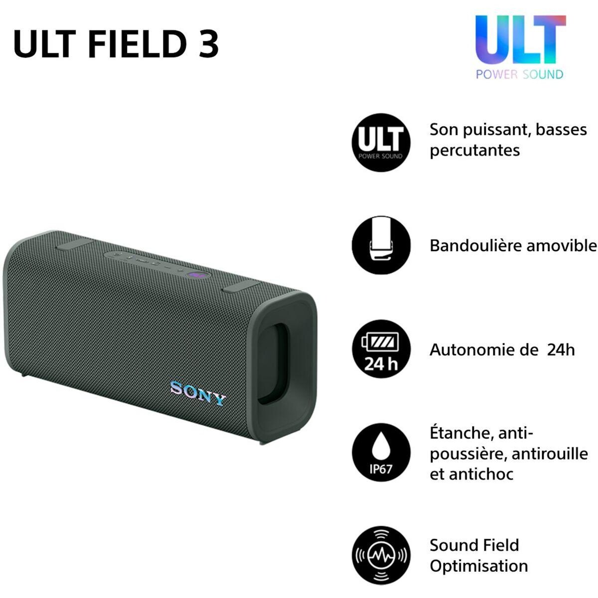 SONY Enceinte portable ULT FIELD 3 Gris foret