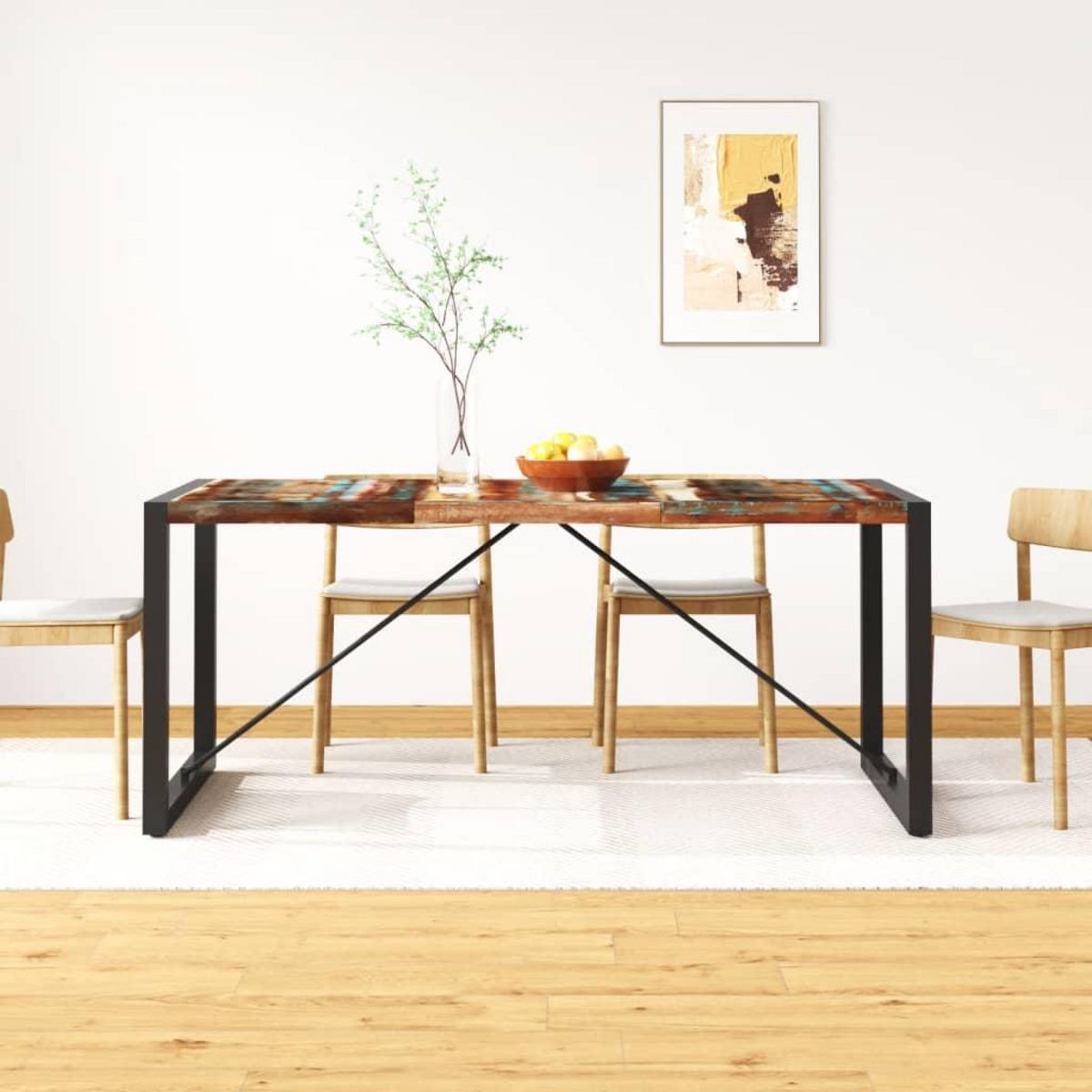 VIDAXL Table a manger Bois de recuperation massif 180 cm