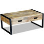 Voir la diapositive 1 : VIDAXL Table basse avec 2 tiroirs Bois de manguier massif 100x60x40 cm