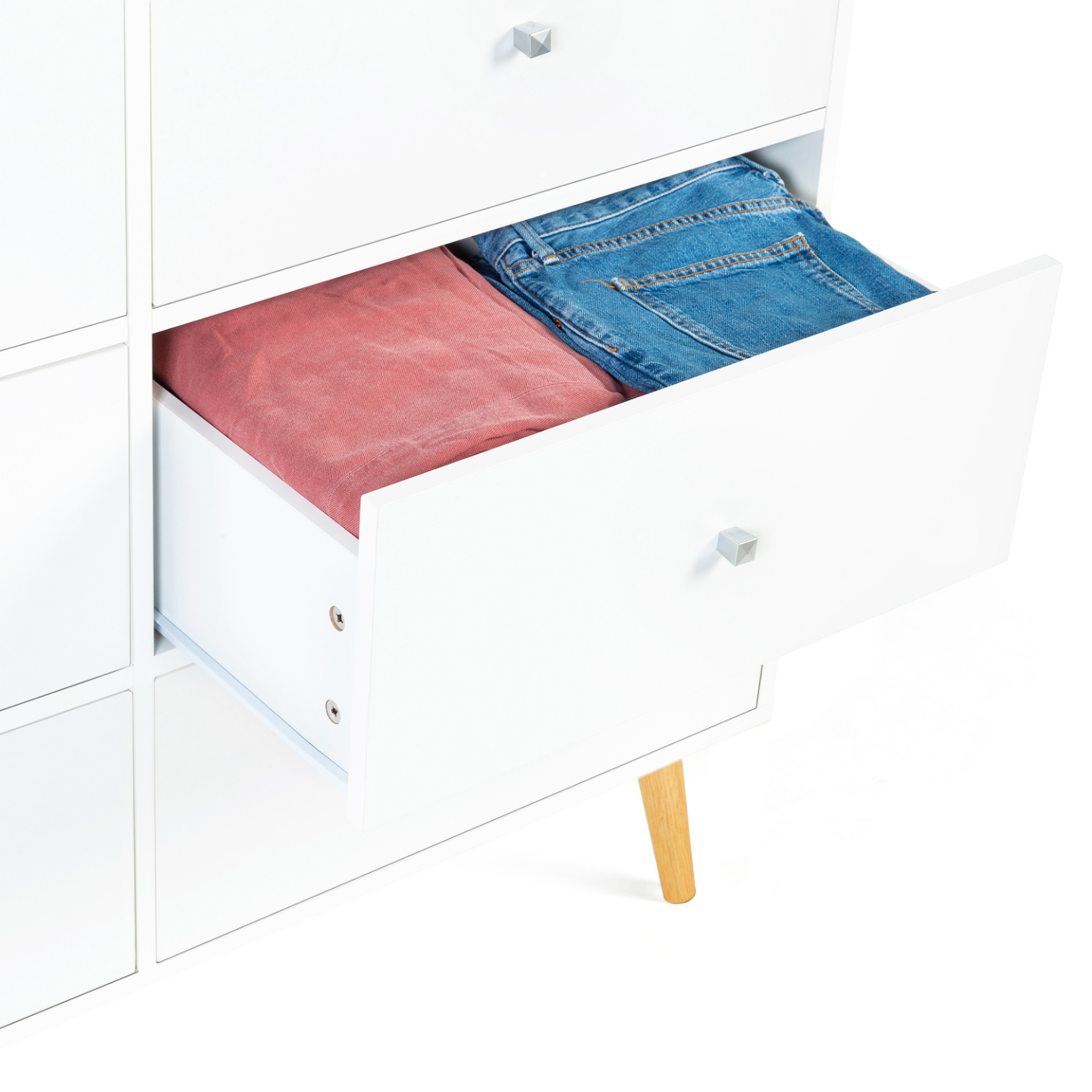 Voir la diapositive 6 : ID MARKET Commode 6 tiroirs emmie 110 cm scandinave blanc
