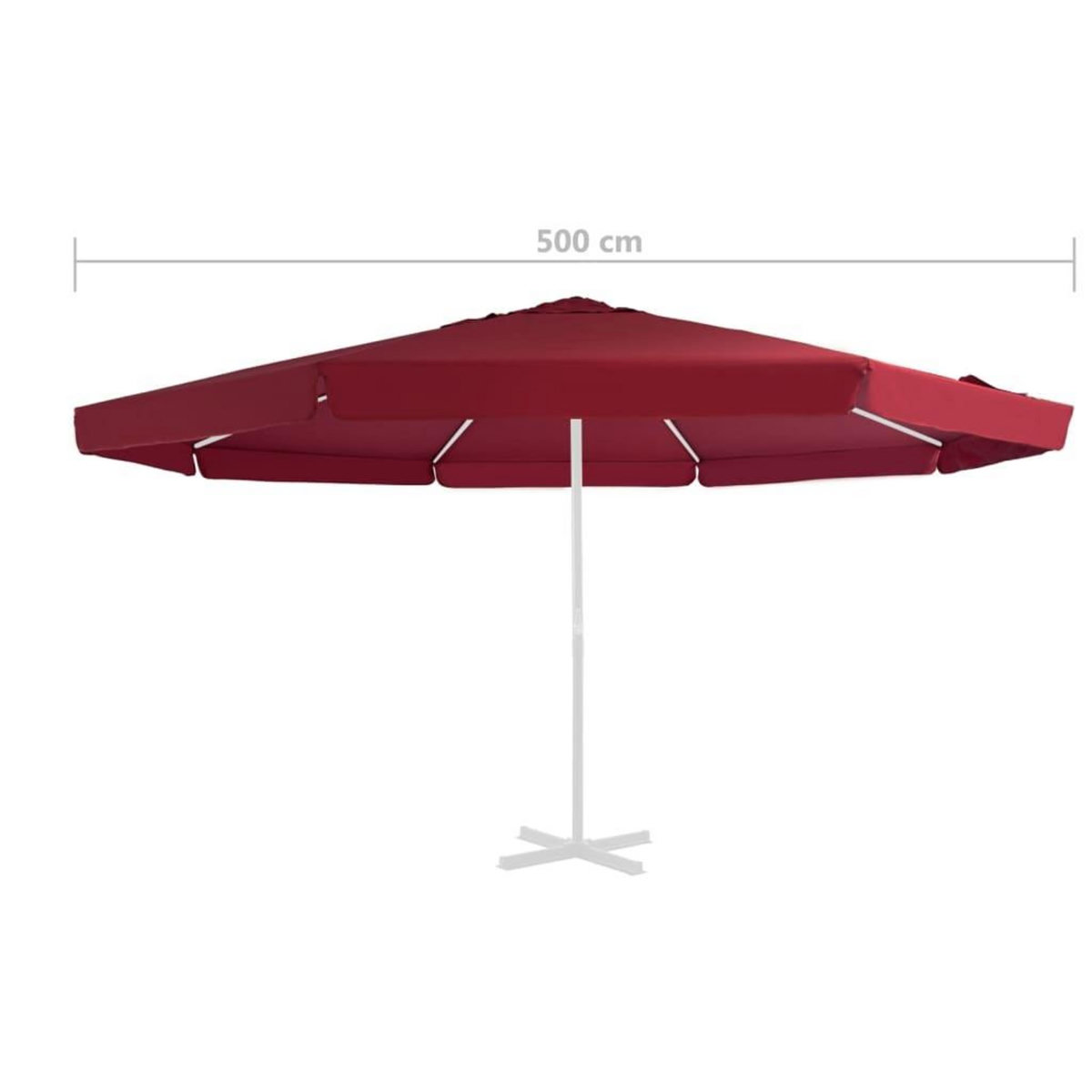 VIDAXL Tissu de remplacement pour parasol d'exterieur Bordeaux 500 cm