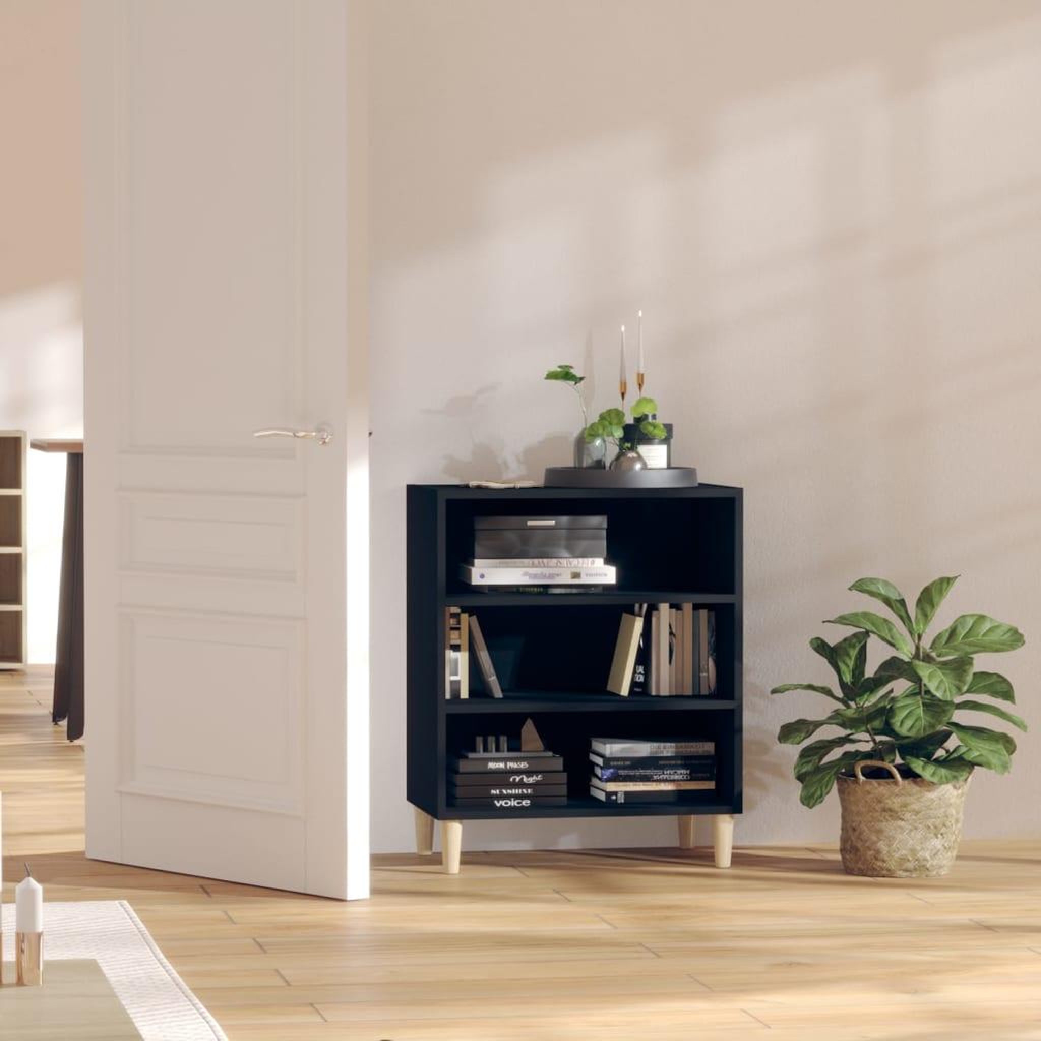 Voir la diapositive 1 : VIDAXL Buffet noir 57x35x70 cm bois d'ingenierie