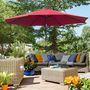 Voir la diapositive 2 : OUTSUNNY Parasol en métal rond polyester 180g/m² manivelle inclinable Ø 3 x 2,45 m bordeaux