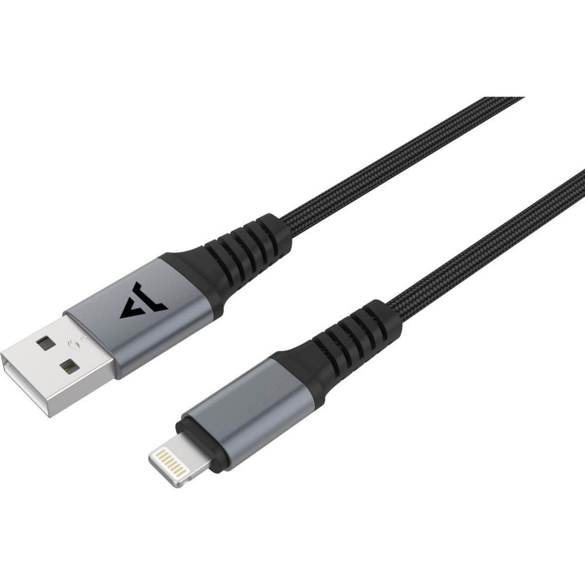 ADEQWAT Câble Lightning vers USB 3M renforcé certifié Apple Noir