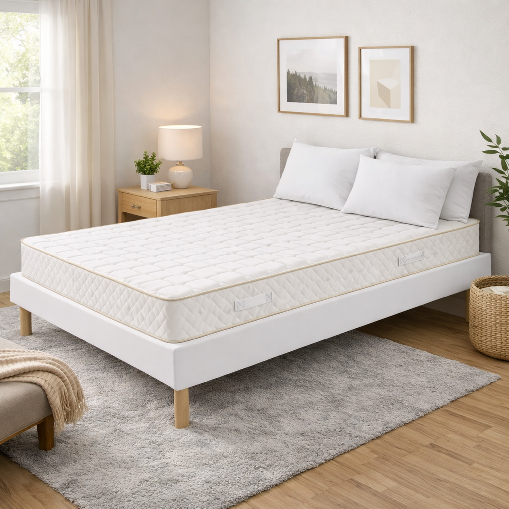 Voir la diapositive 1 : NUITS D'OR Ensemble Sommier Tapissier et Matelas 2 Faces Couchage