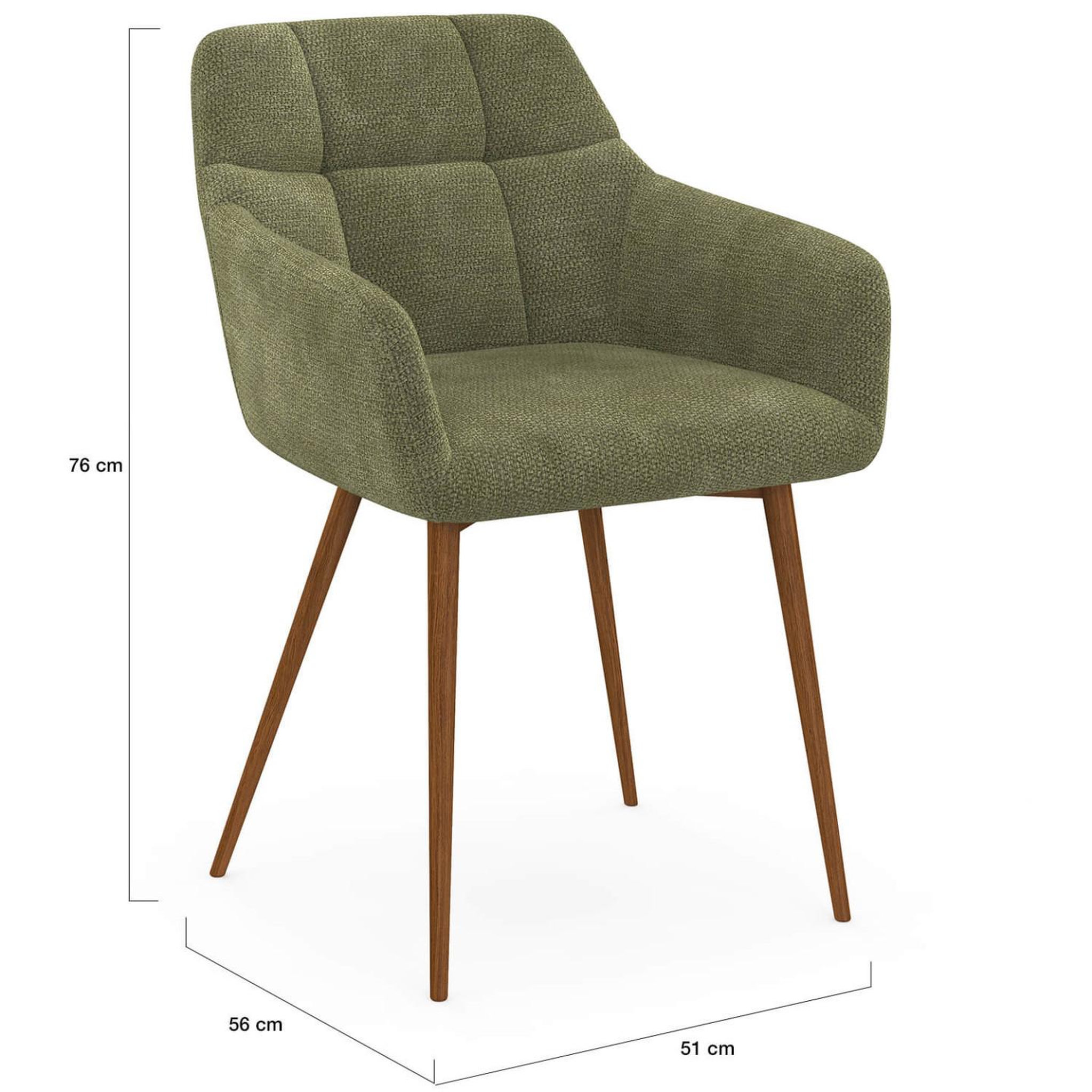 Voir la diapositive 5 : ID MARKET Lot de 2 chaises gina tissu chenille vert pieds effet noyer