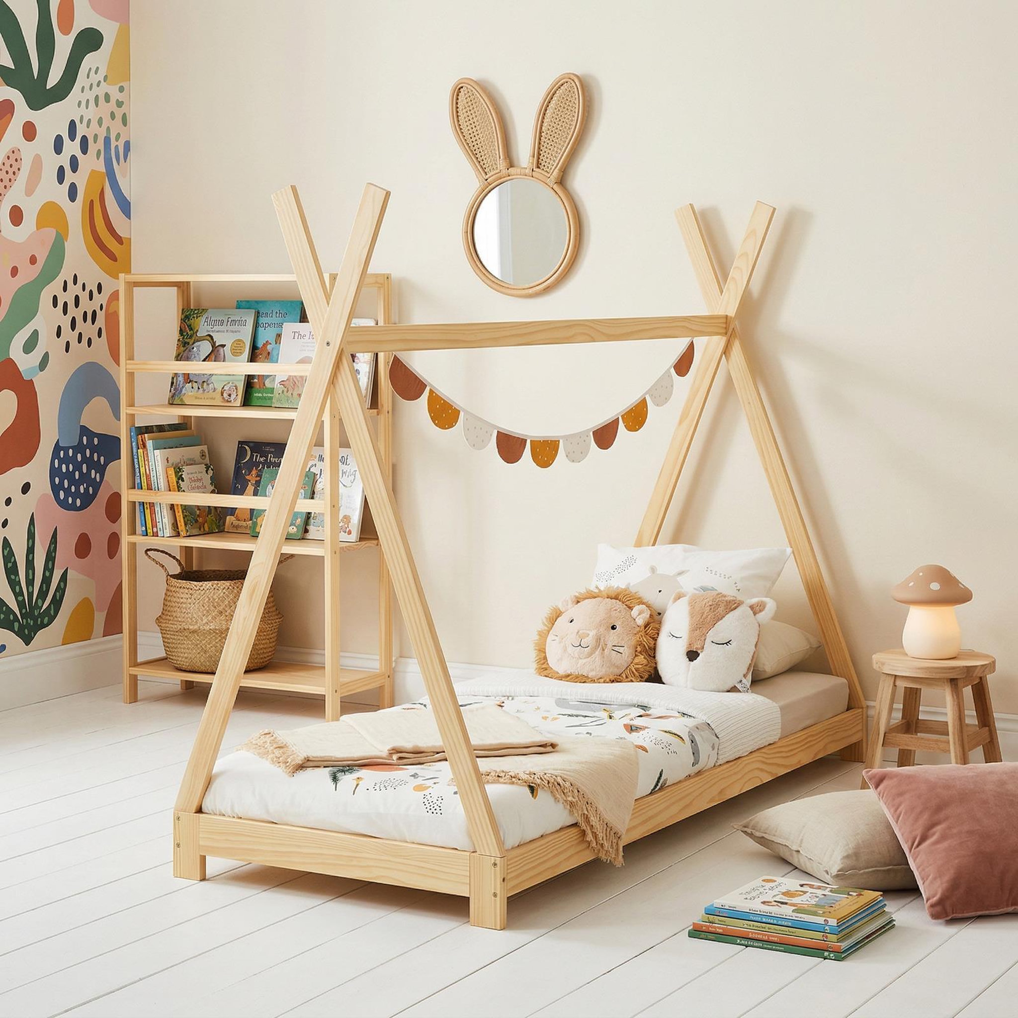 Voir la diapositive 2 : IDIMEX Lit enfant tipi ELIN, 90 x 190 cm en pin massif