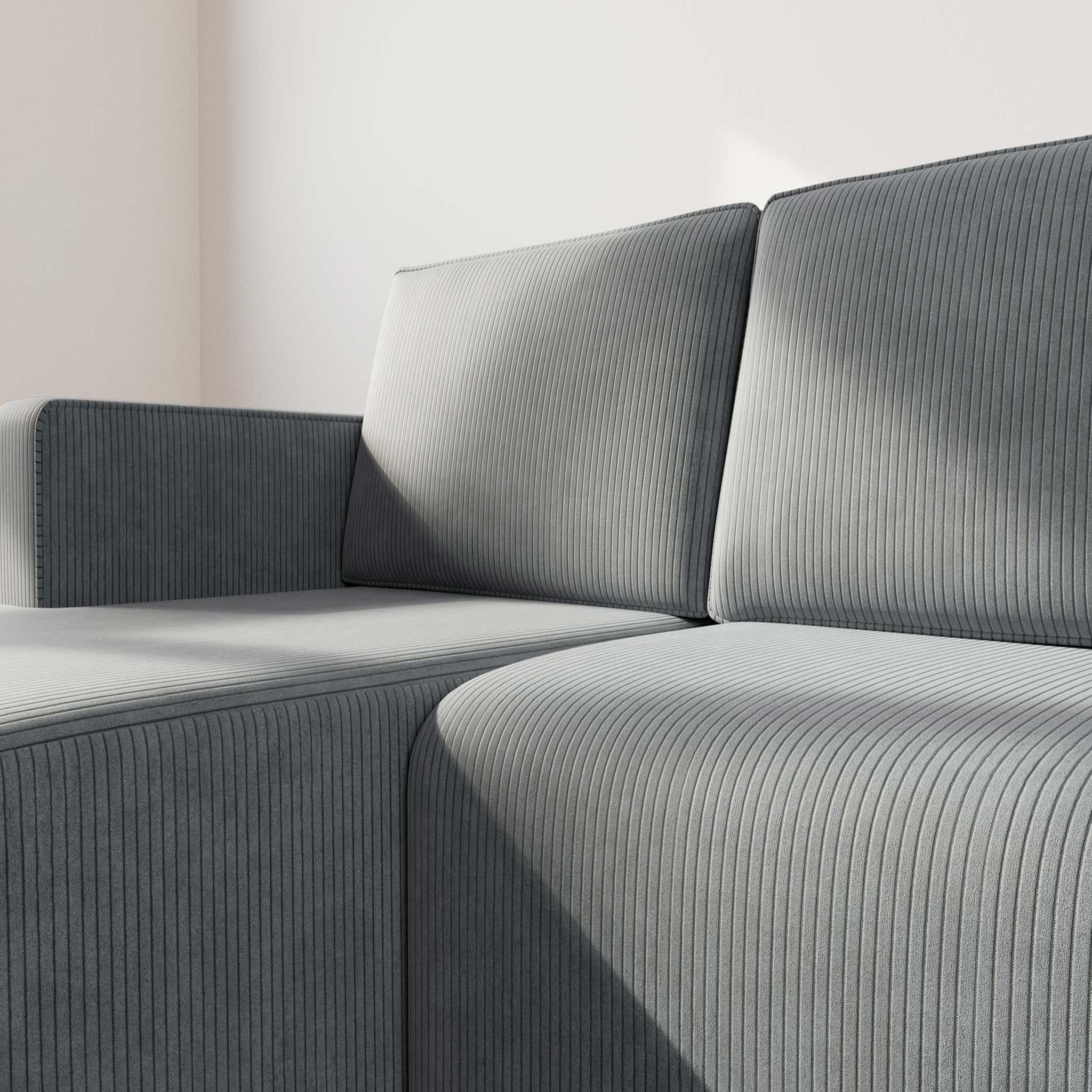 Voir la diapositive 4 : BEST MOBILIER Topaze - canapé d'angle gauche 4 places convertible avec coffre en velours côtelé