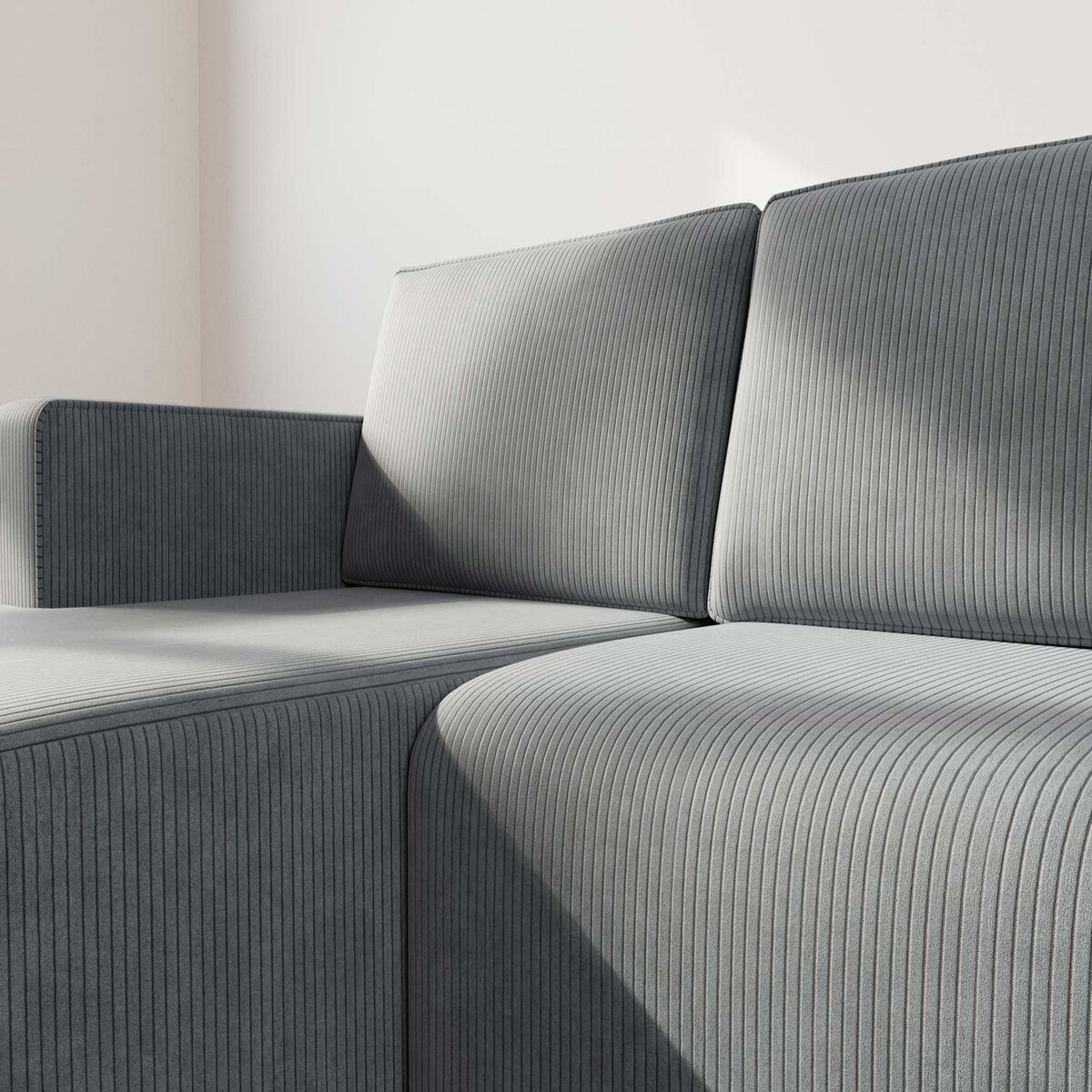 BEST MOBILIER Topaze - canapé d'angle gauche 4 places convertible avec coffre en velours côtelé