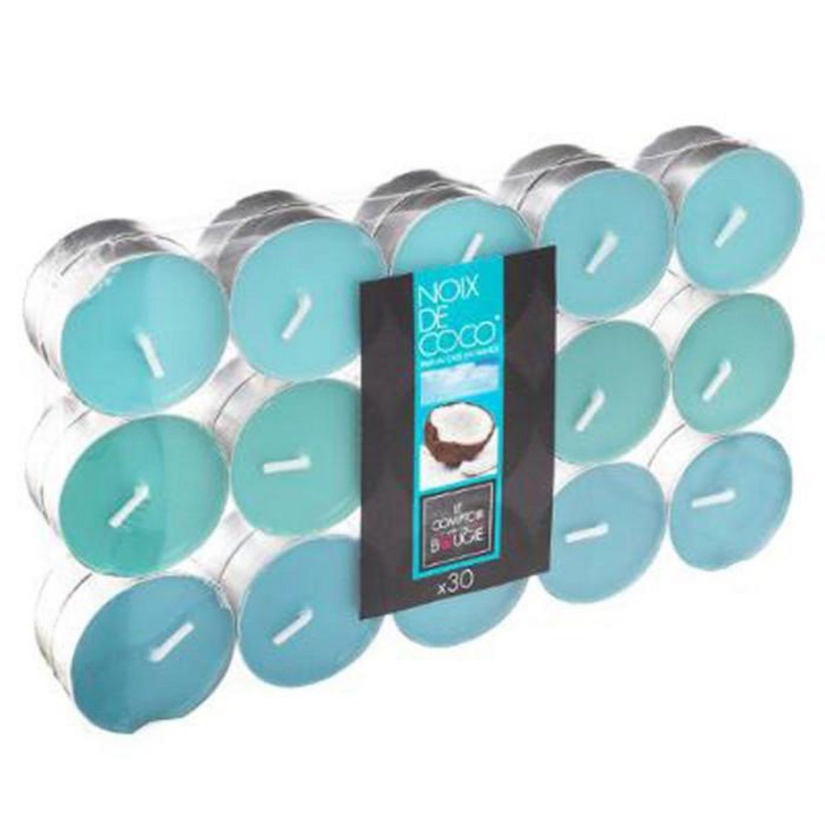 COMPTOIR DE LA BOUGIE Lot de 30 Bougies Chauffe-Plat Parfumées 3,7cm Coco