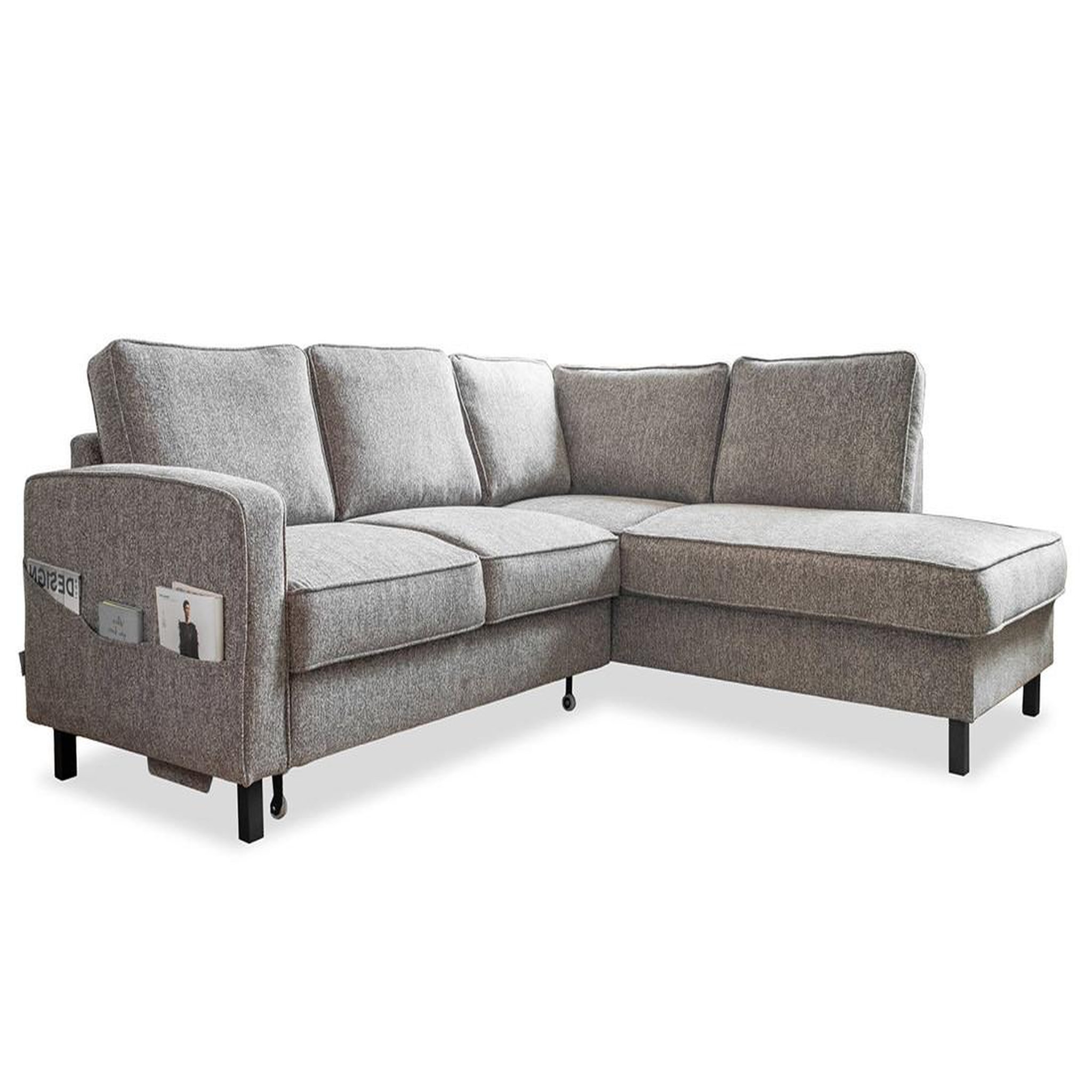Voir la diapositive 1 : BEST MOBILIER Molly - canapé d'angle droit 5 places convertible en tissu