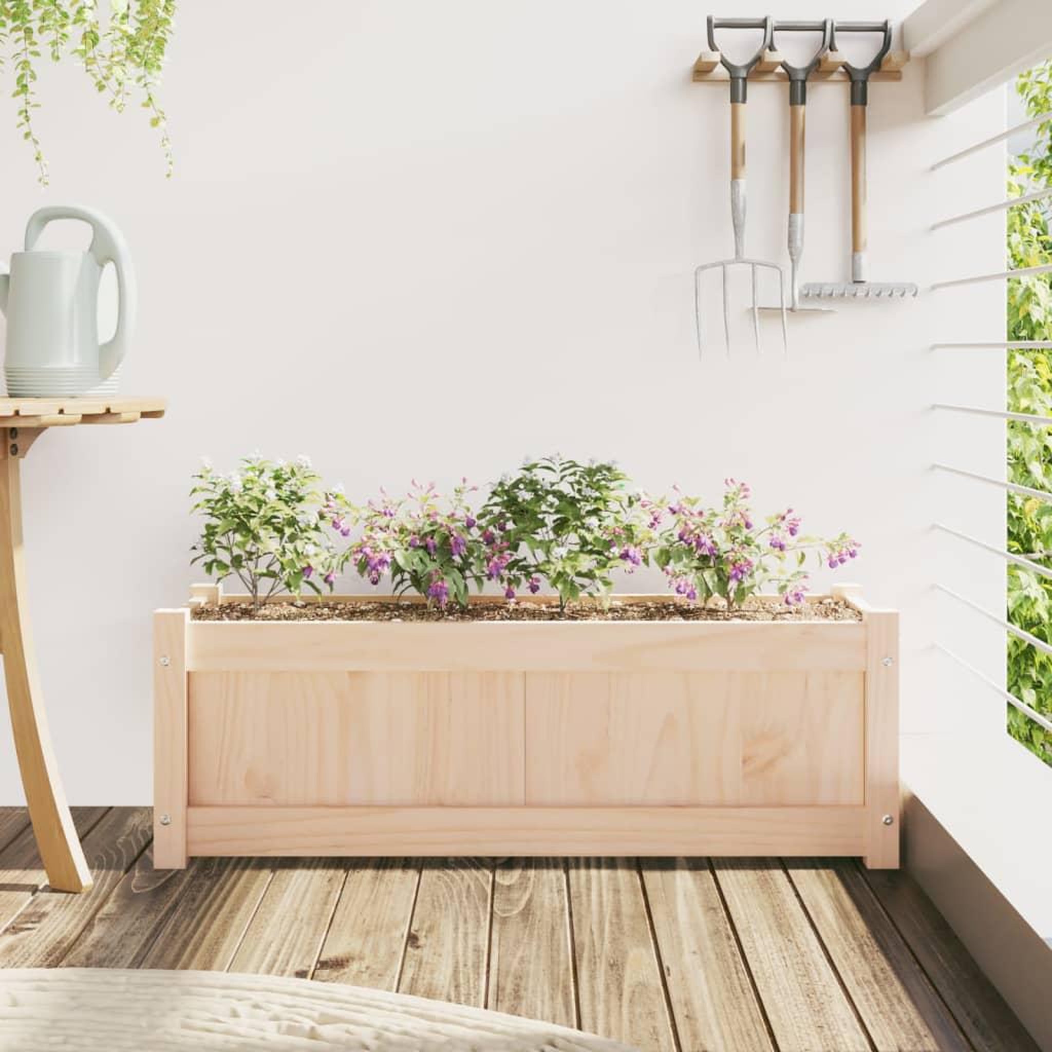 Voir la diapositive 3 : VIDAXL Jardiniere d'exterieur 90x31x31 cm bois de pin massif