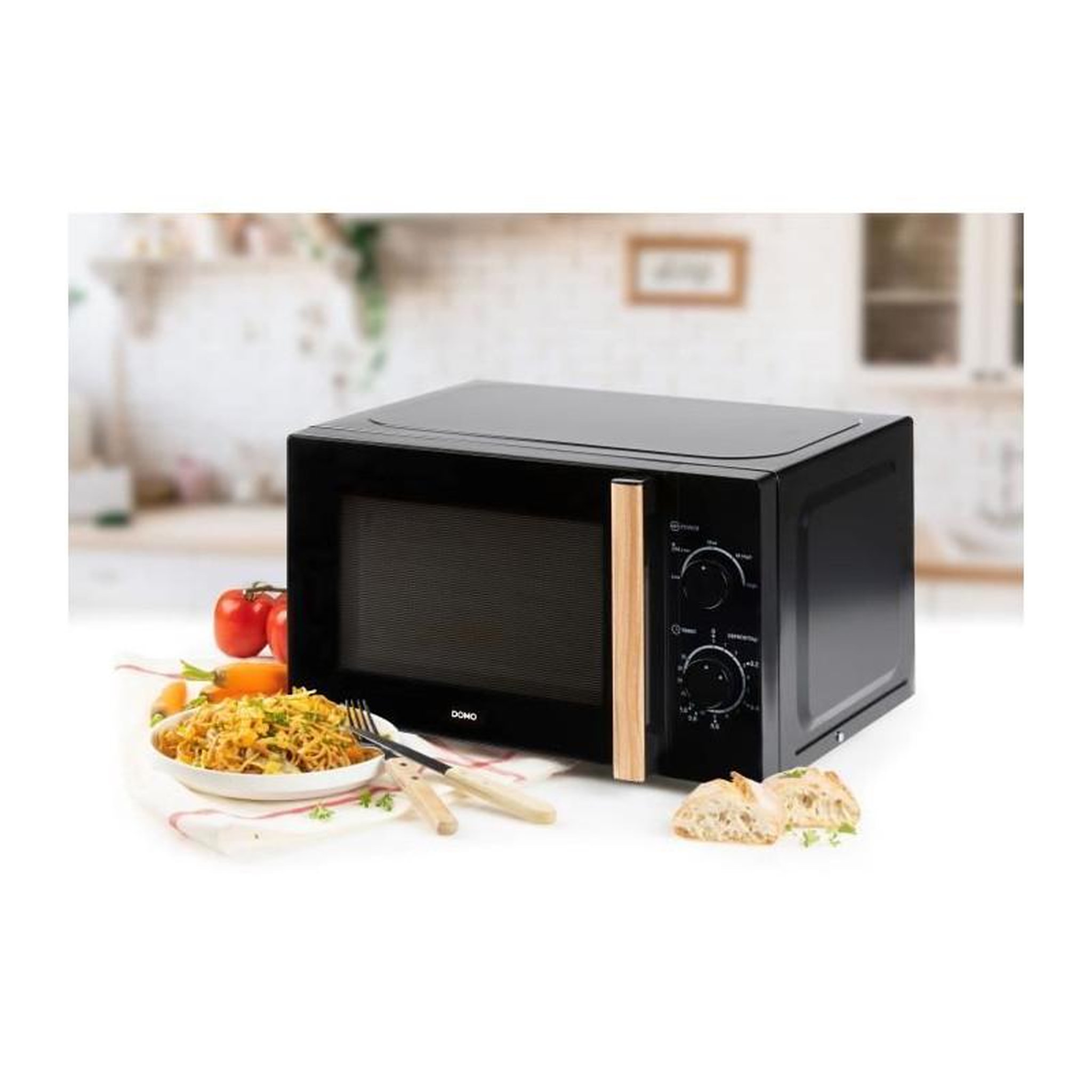 Voir la diapositive 2 : Domo Four micro-ondes DOMO DO2820 - 20L - 700W - Minuterie 35mn - Fonction décongélation - L44 x P35,8 x H 25,8 cm - Noir finition