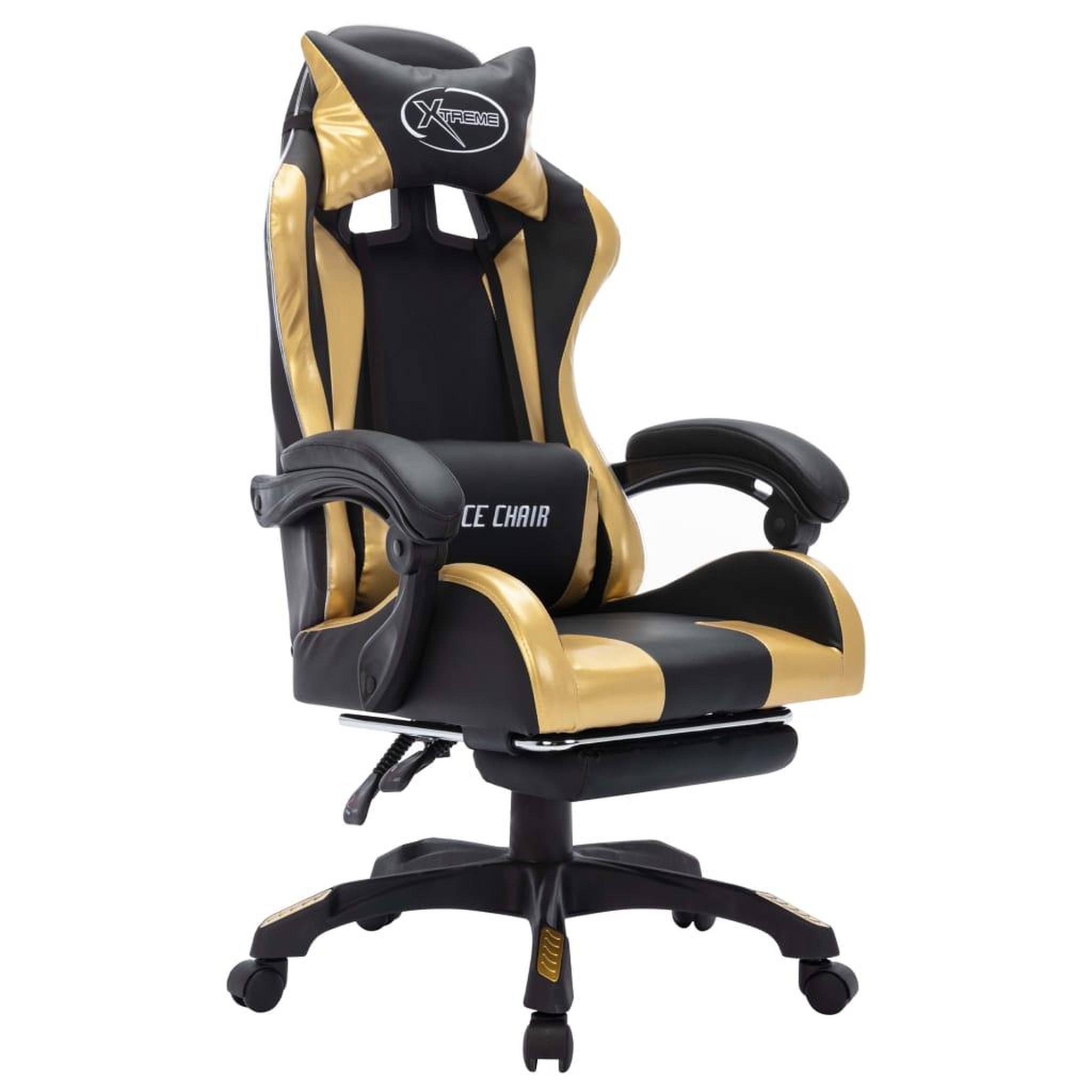 Voir la diapositive 3 : VIDAXL Fauteuil de jeux video avec LED RVB Dore et noir Similicuir
