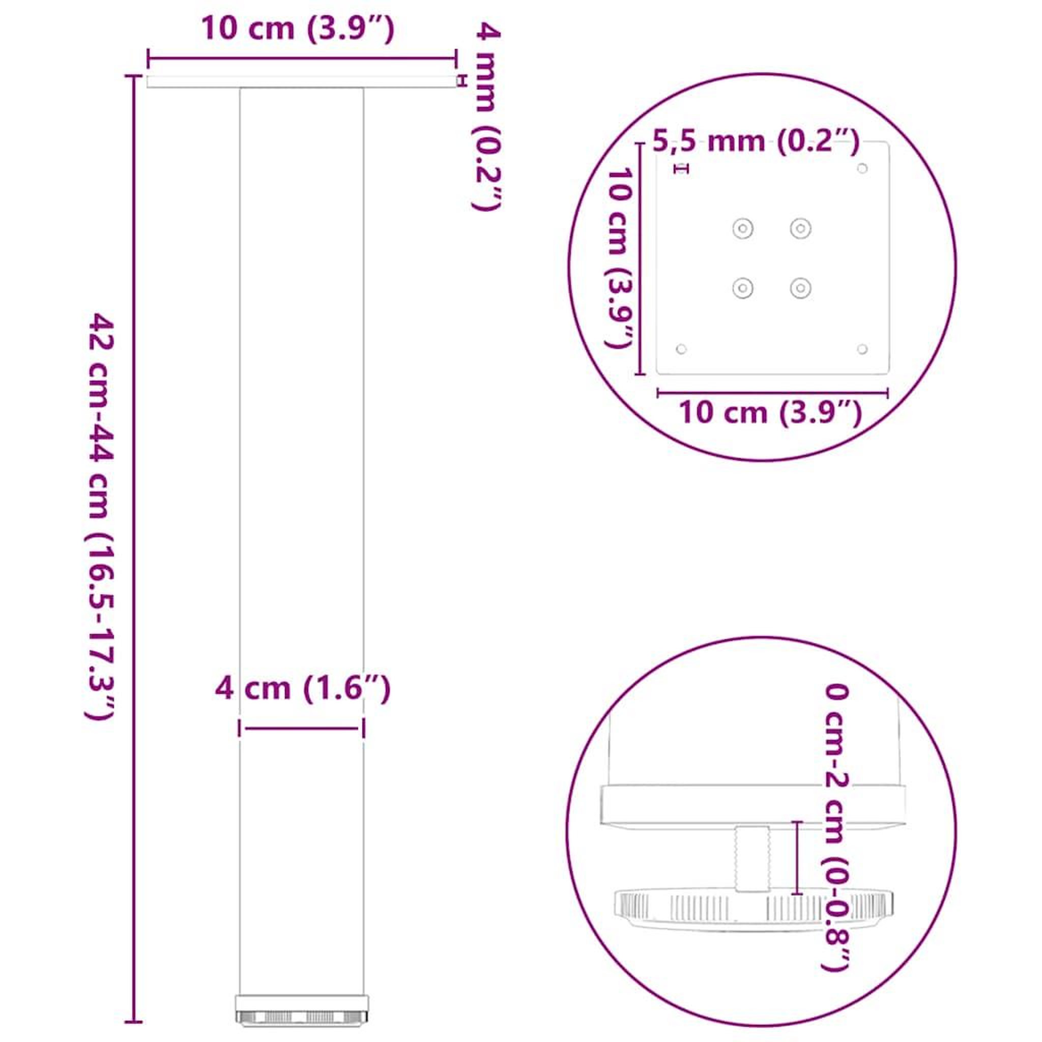 Voir la diapositive 6 : VIDAXL Pieds de table basse 4 pcs blanc 42-44 cm acier