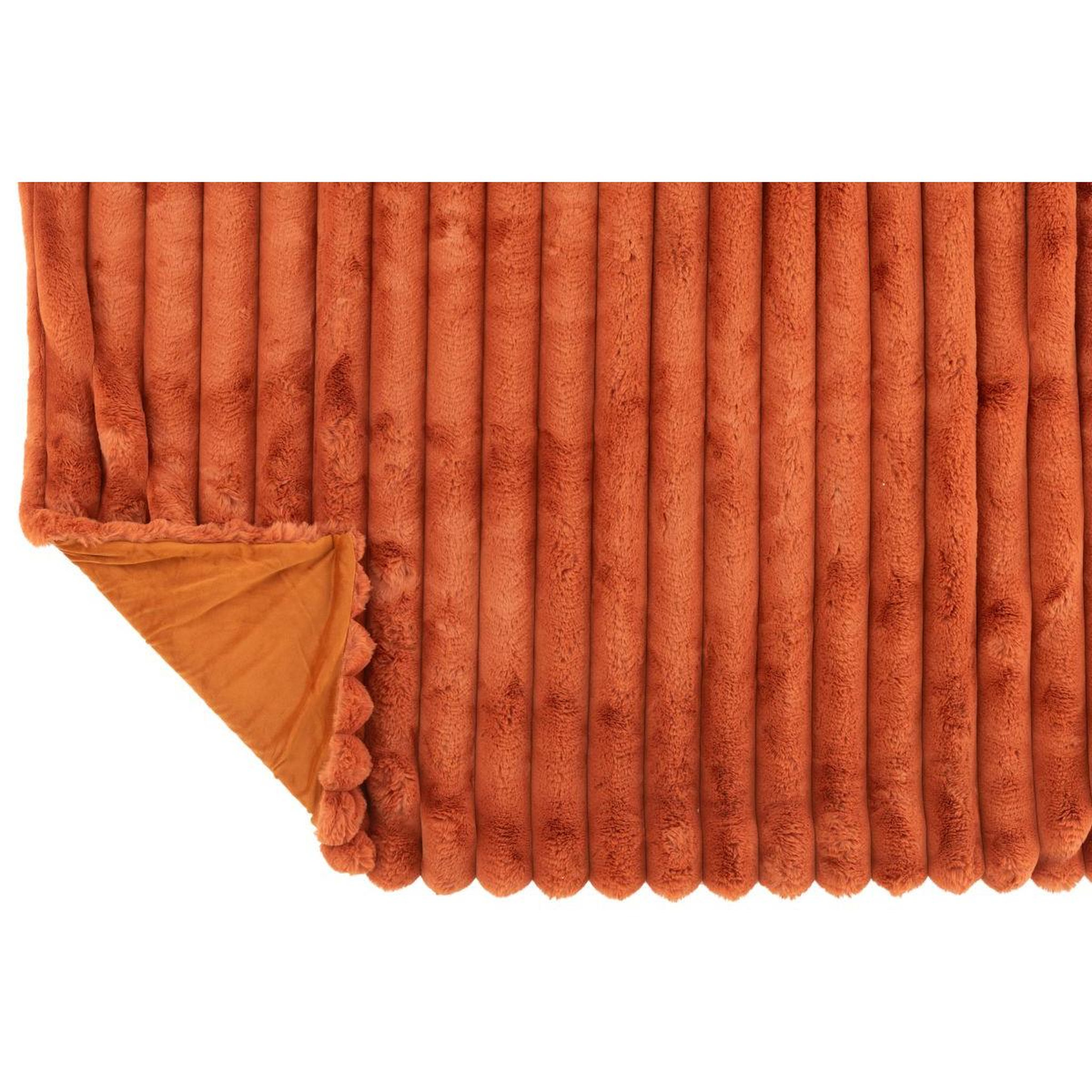 Voir la diapositive 2 : J-LINE Plaid design uni  corduroy  130x180cm rouille clair