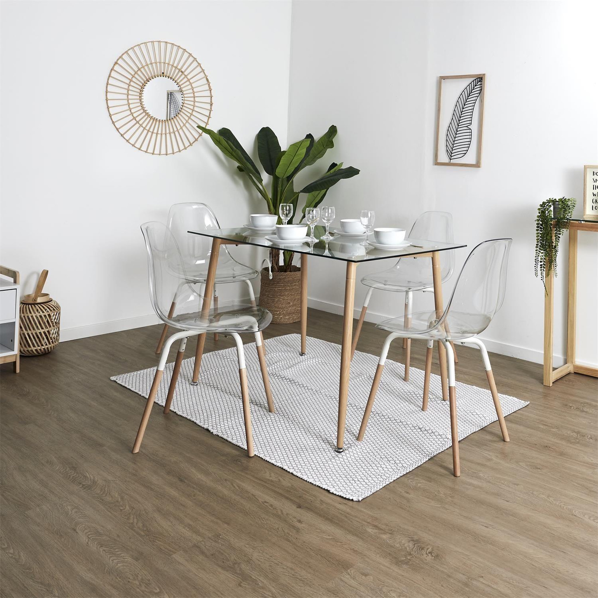 Voir la diapositive 2 : The Home Deco Factory Chaises scandinave phenix en plastique et métal - transparent