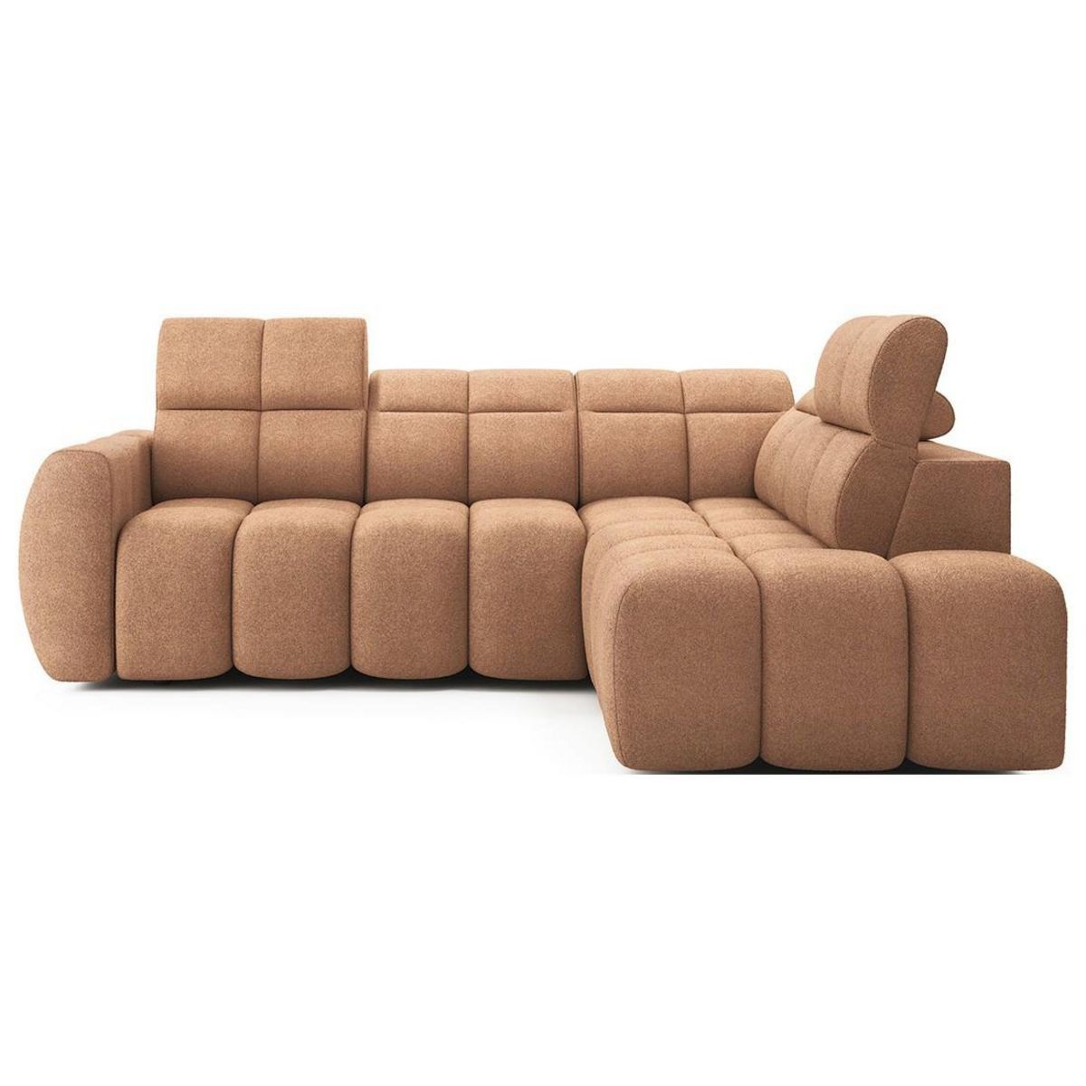 BEST MOBILIER Basile - canapé d'angle droit 4 places assise extensible électrique avec coffre en tissu texturé