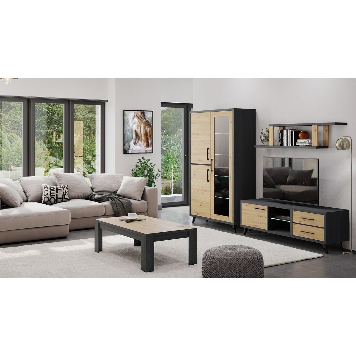Meuble TV 2 niches 2 portes L160cm VIVA
