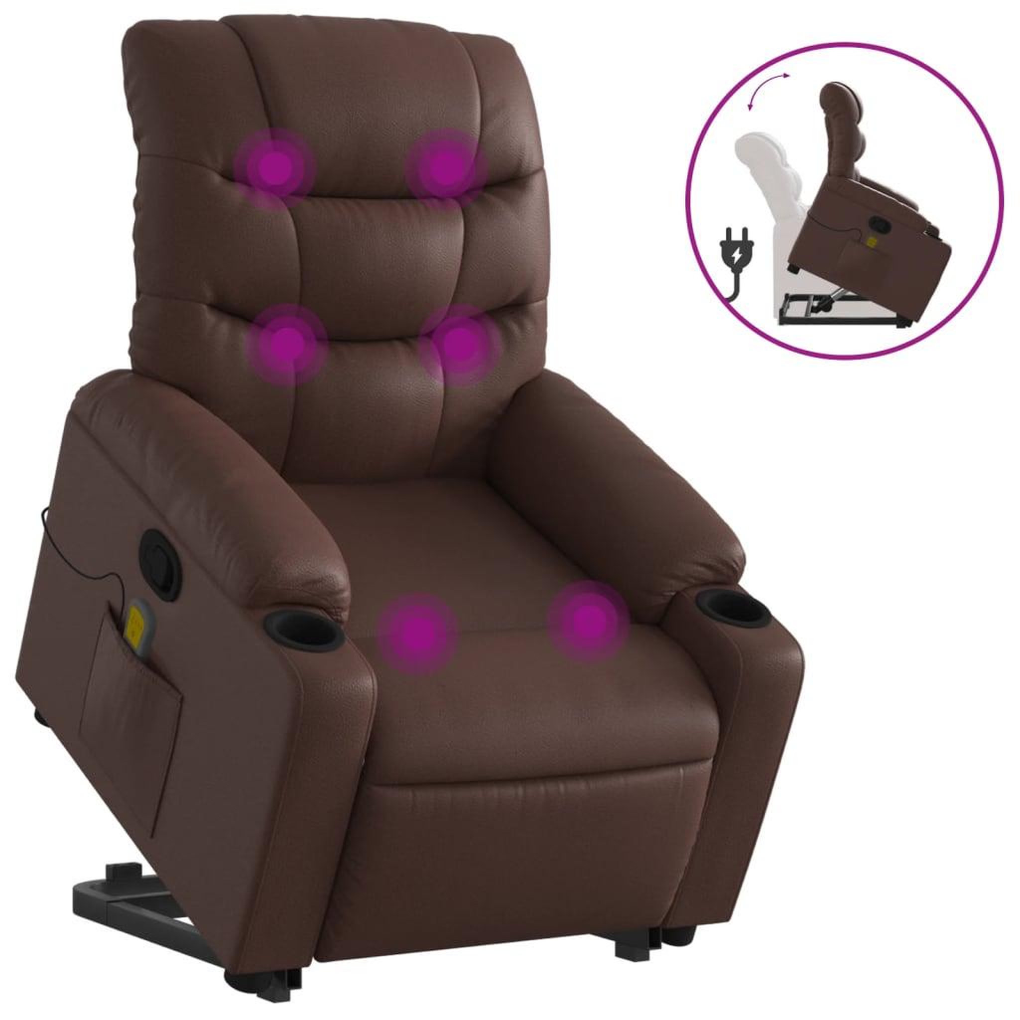 Voir la diapositive 2 : VIDAXL Fauteuil inclinable de massage Marron Similicuir