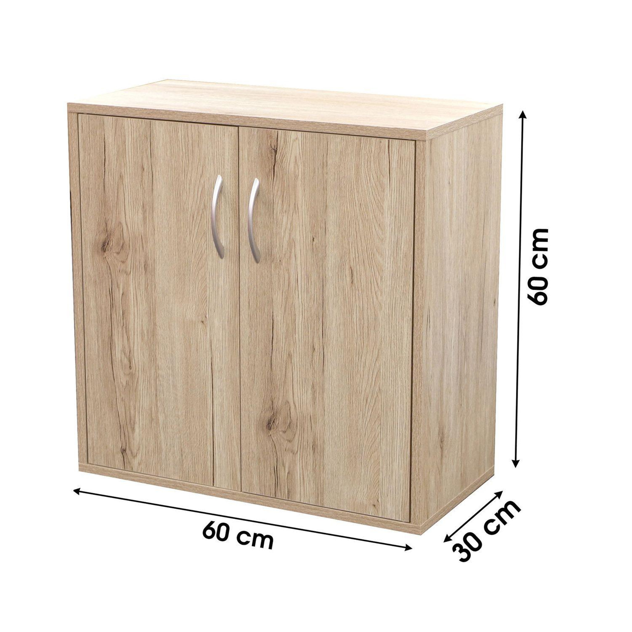 Voir la diapositive 3 : TOILINUX Meuble de rangement à 2 portes pratik - hauteur 58,50 cm - bois clair