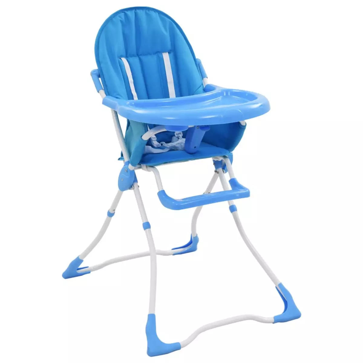 VIDAXL Chaise haute pour bebe Bleu et blanc