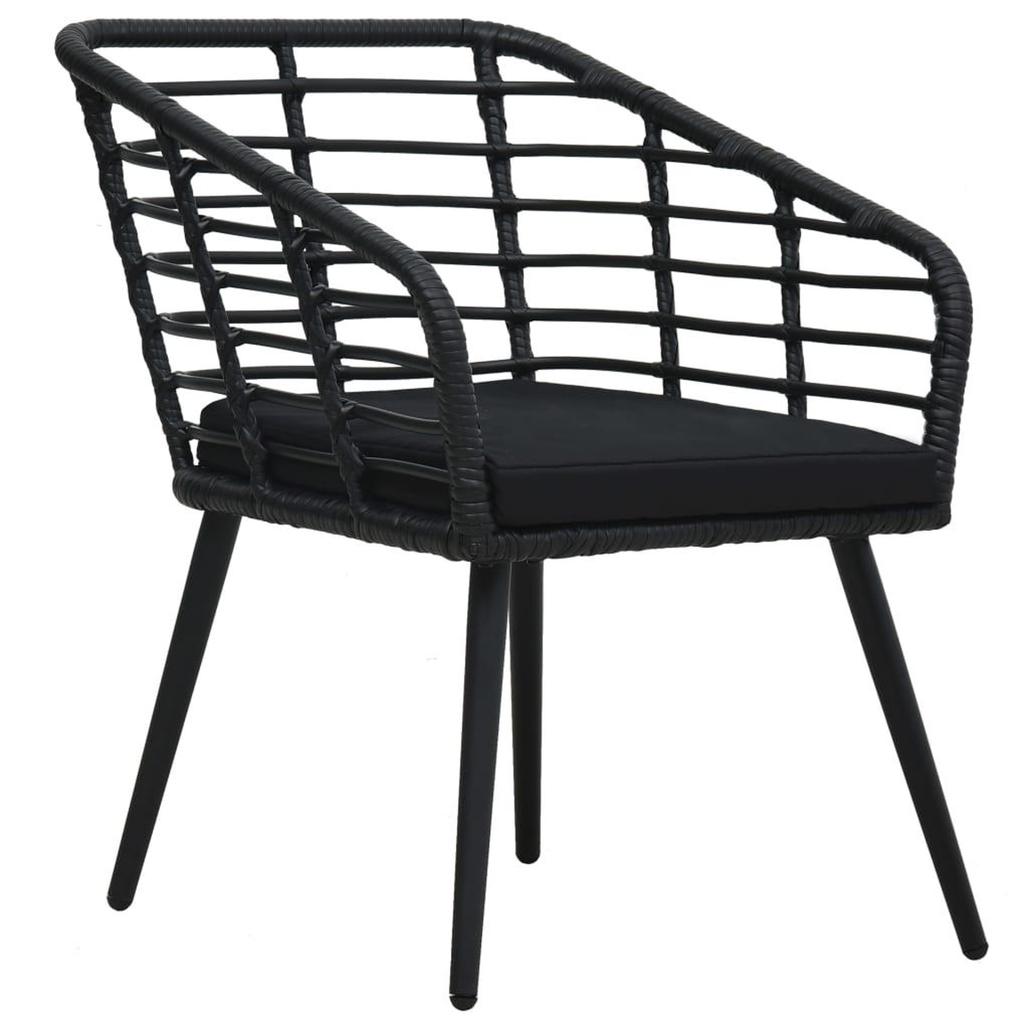 Voir la diapositive 2 : VIDAXL Chaises de jardin lot de 2 avec coussins Resine tressee Noir