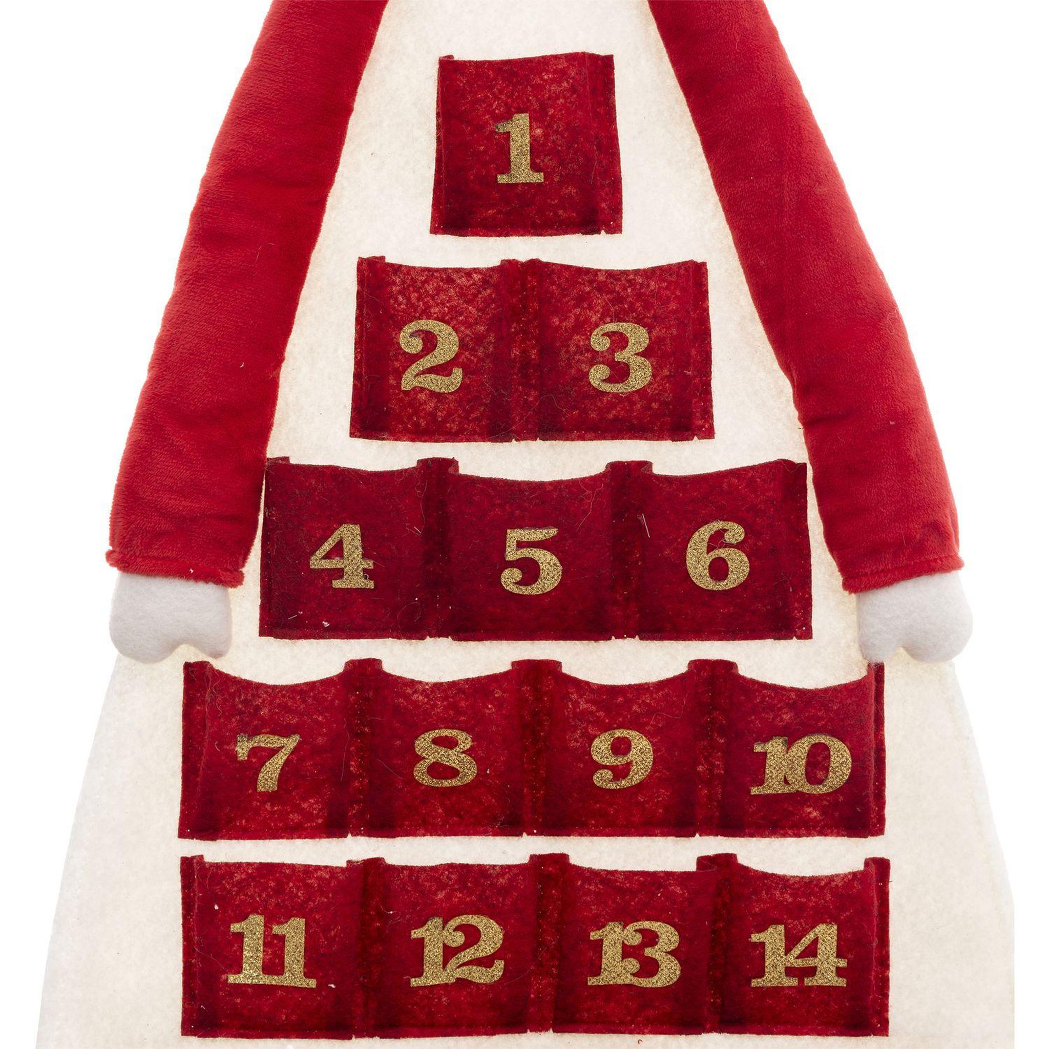 Voir la diapositive 2 : FEERIC LIGHT & CHRISTMAS Calendrier de l'avent renne de noël en polyester à suspendre - longueur 99 cm - rouge