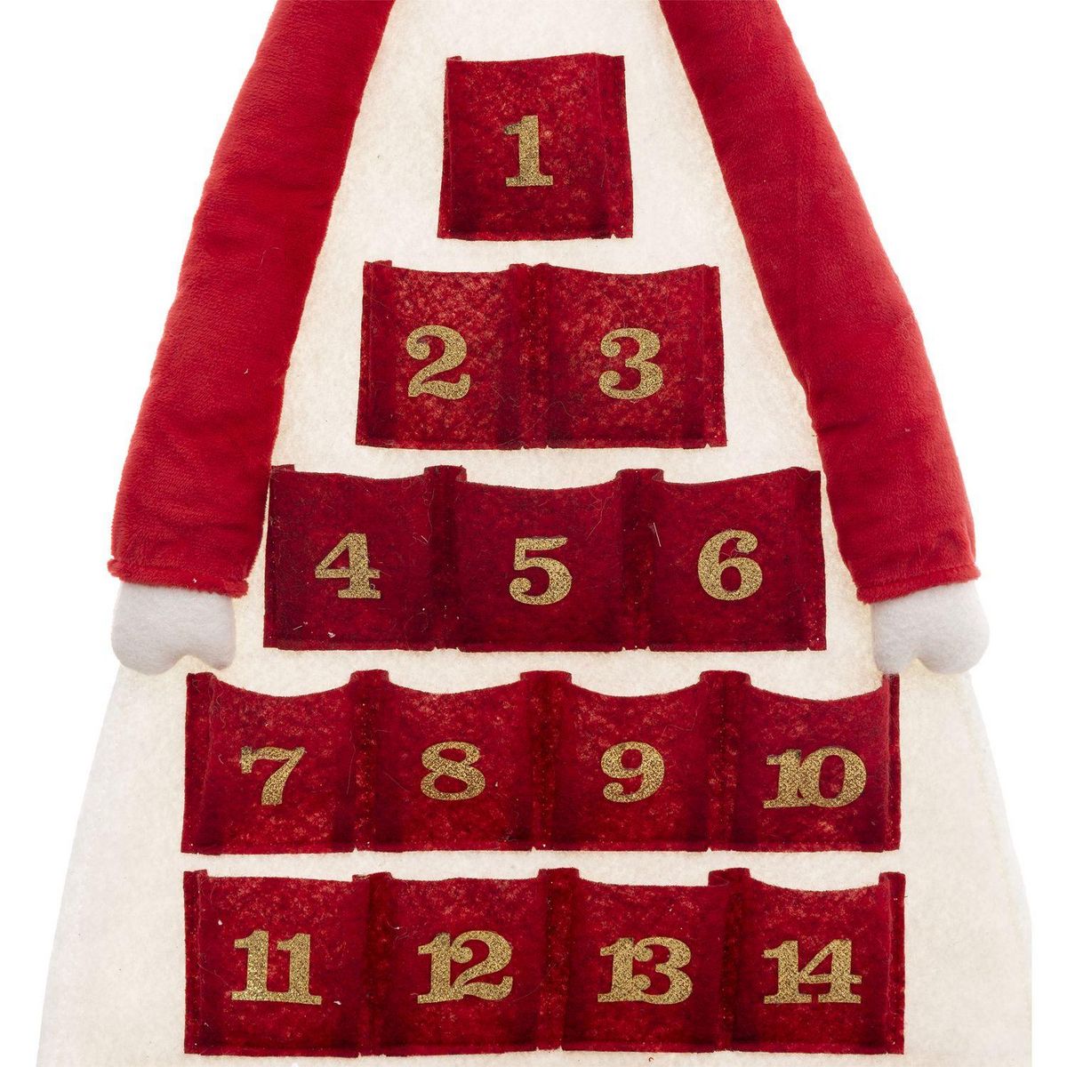 FEERIC LIGHT & CHRISTMAS Calendrier de l'avent Renne de Noël en polyester à suspendre - Longueur 99 cm - Rouge