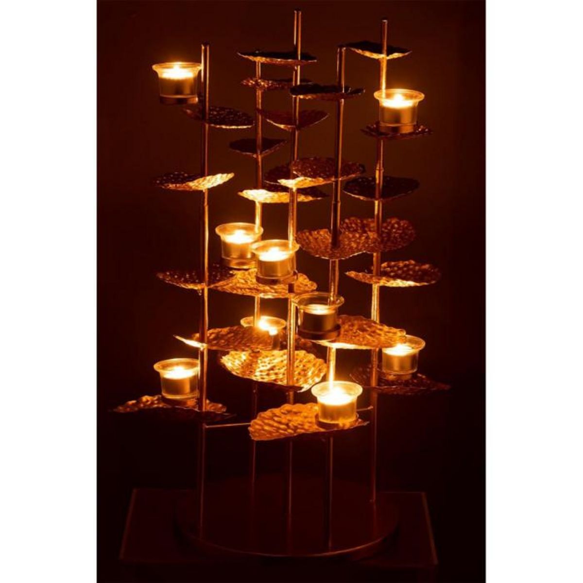 Paris Prix Photophore Design  Fleur Aluminium  64cm Or