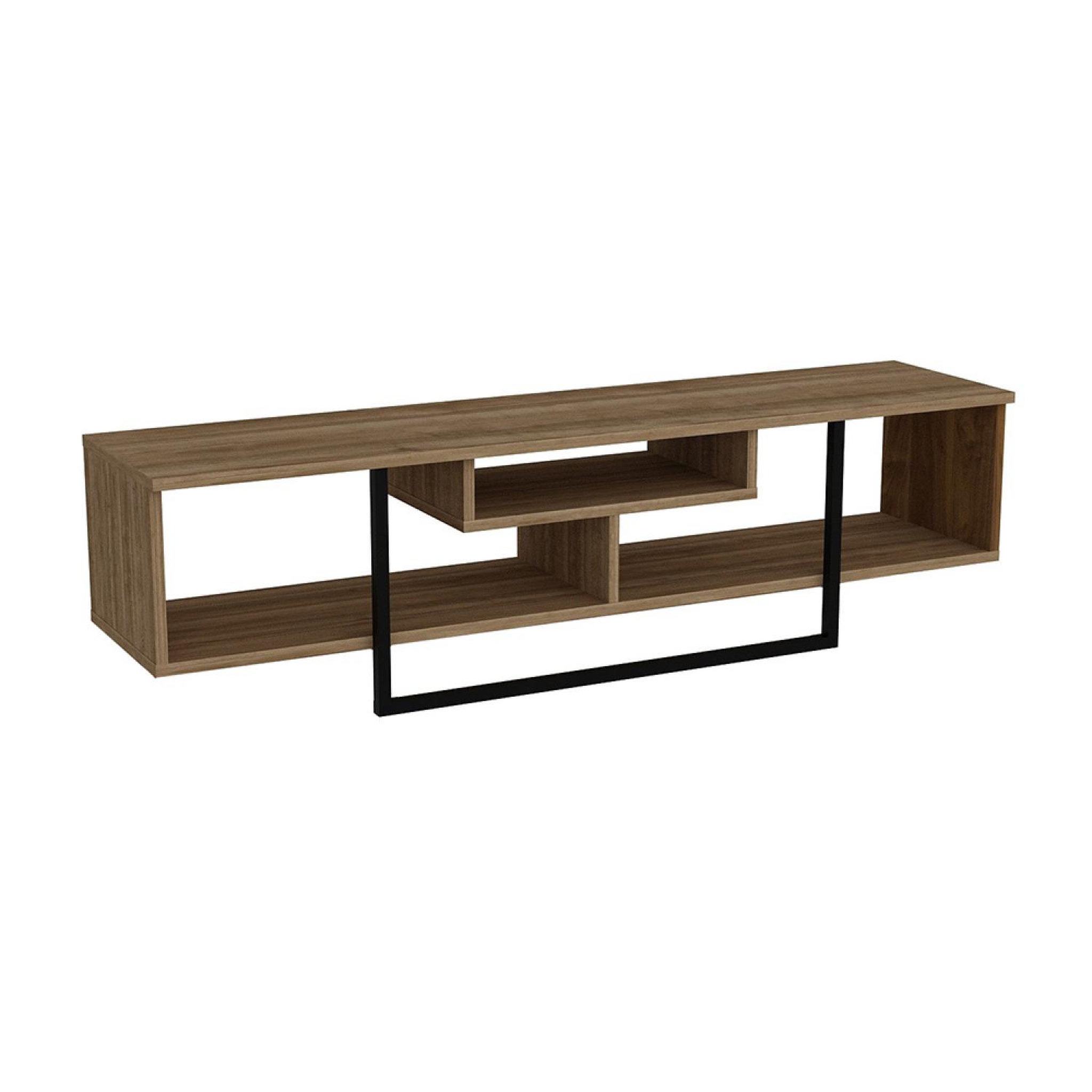 Voir la diapositive 1 : CONCEPT USINE Meuble tv design industriel noyer et noir avec rangements - 149 cm silo