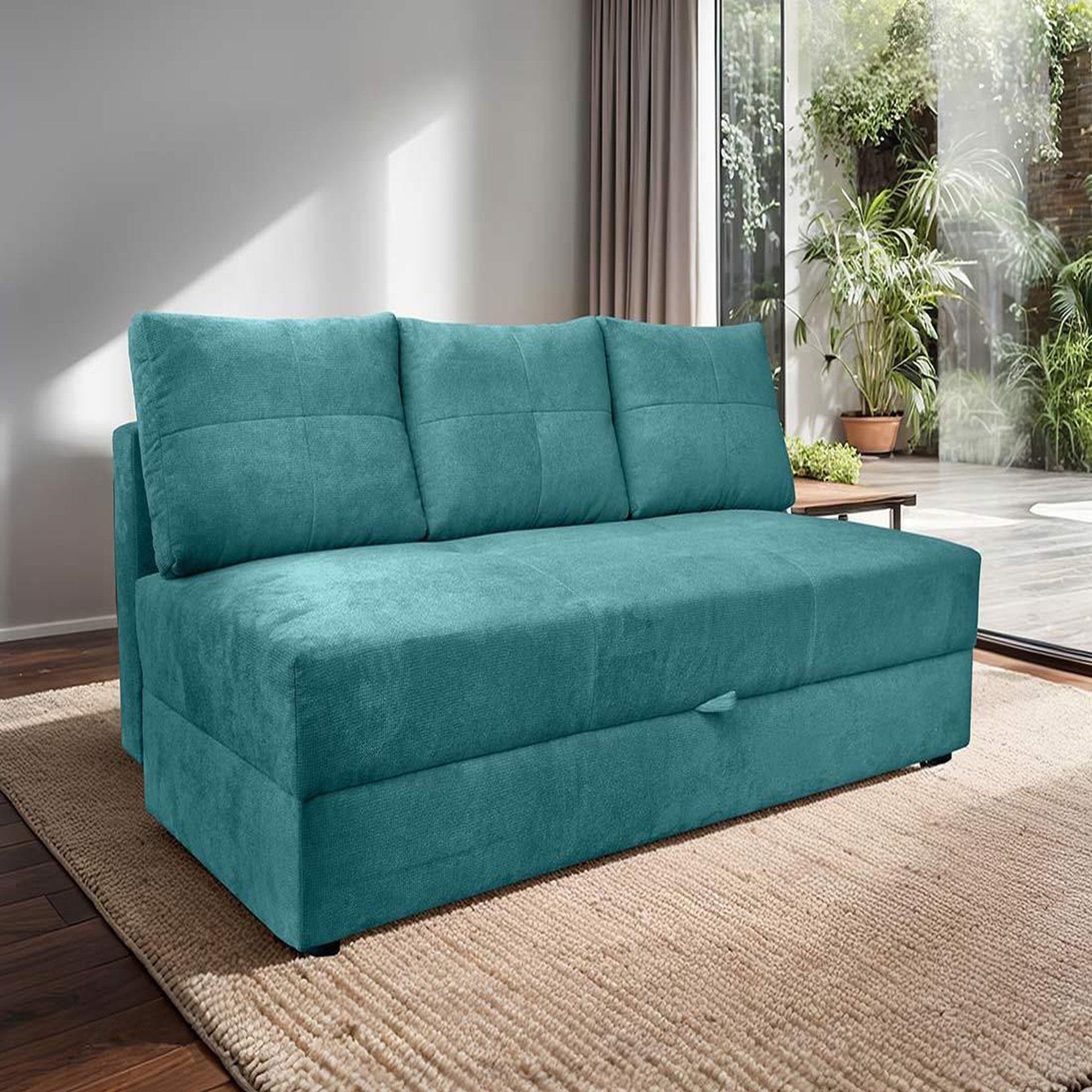 Voir la diapositive 1 : BEST MOBILIER Lucina - canapé droit 3 places - convertible avec coffre - en velours
