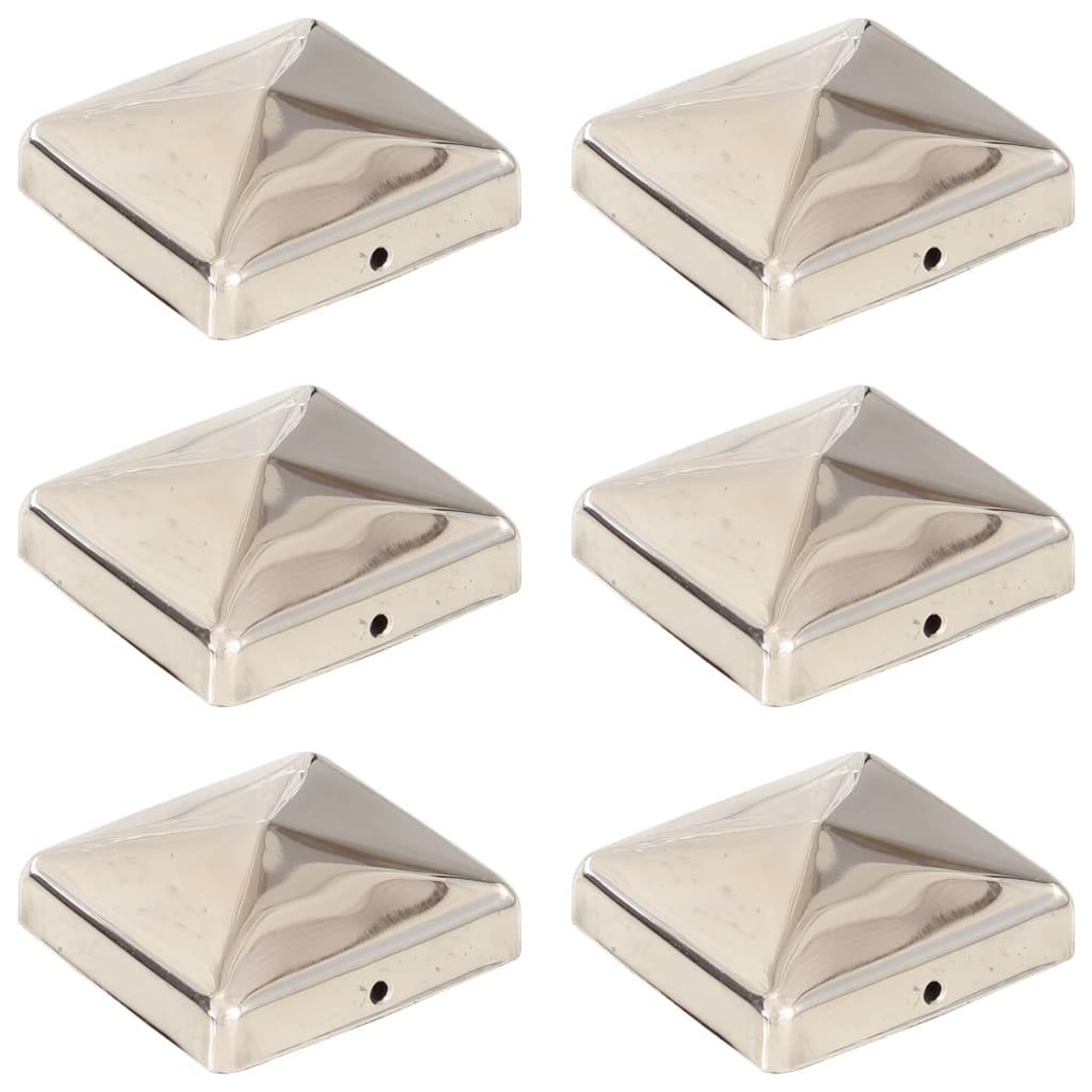 Voir la diapositive 1 : VIDAXL Bouchons de poteau de cloture pyramidaux 6 pcs Inox 71x71 mm