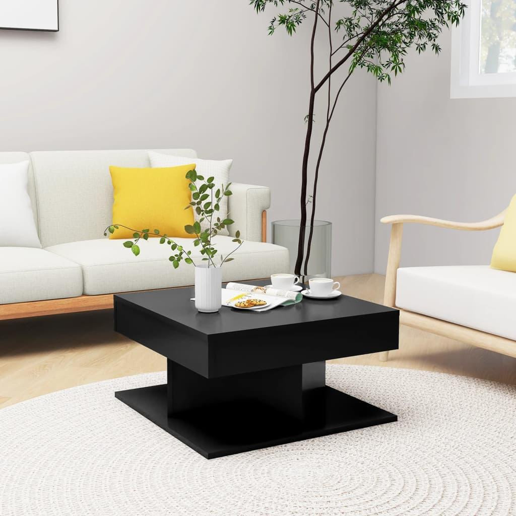 Voir la diapositive 1 : VIDAXL Table basse Noir 57x57x30 cm Bois d'ingenierie